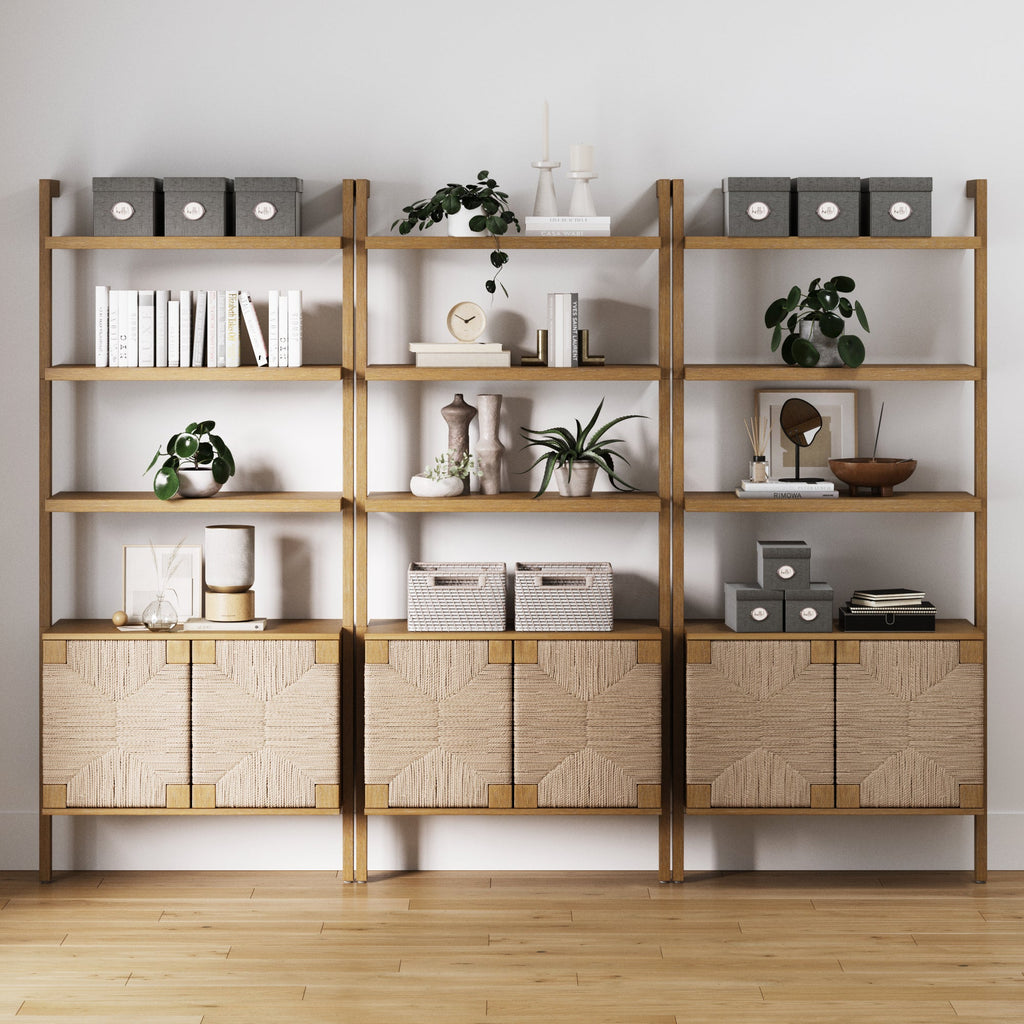 Seagrass Wall Bookshelves with Doors