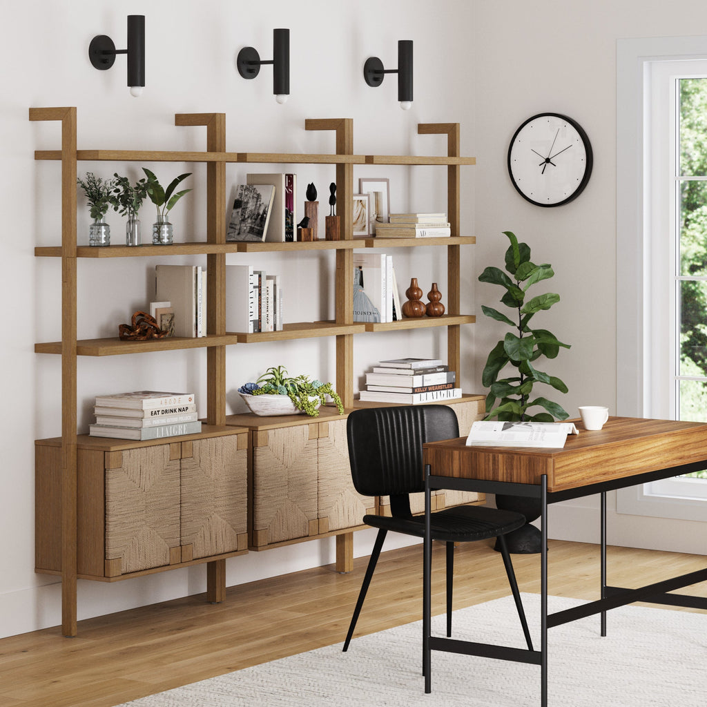 Seagrass Wall Bookshelves with Doors