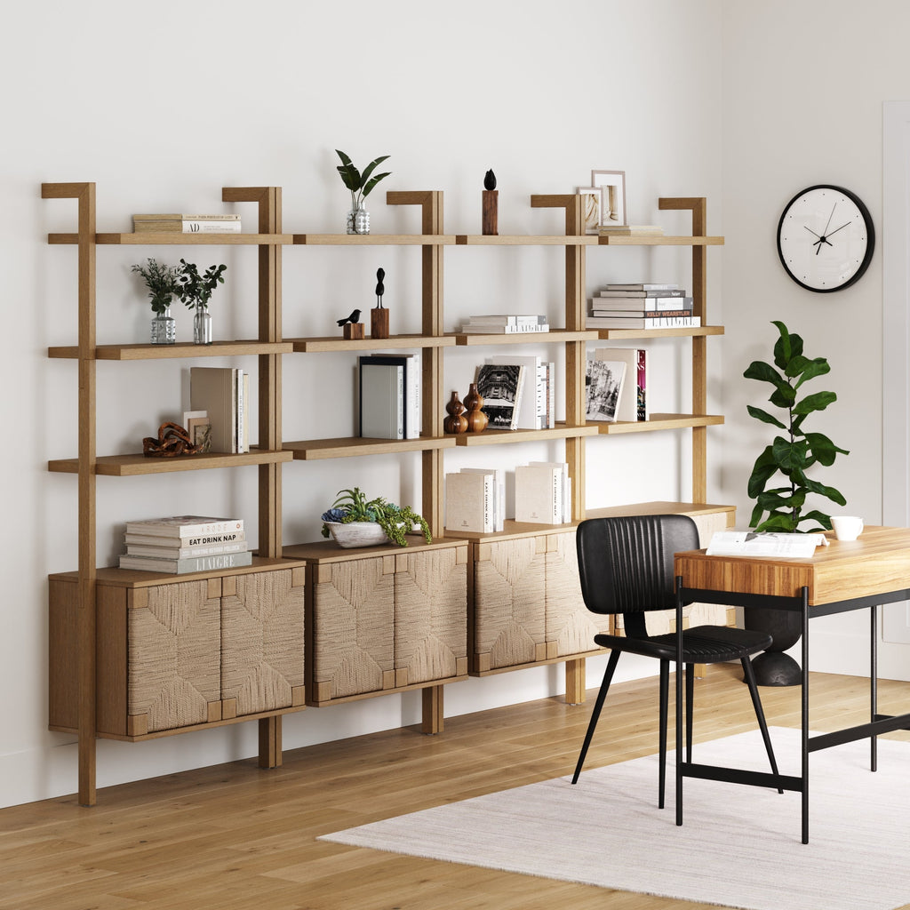 Seagrass Wall Bookshelves with Doors