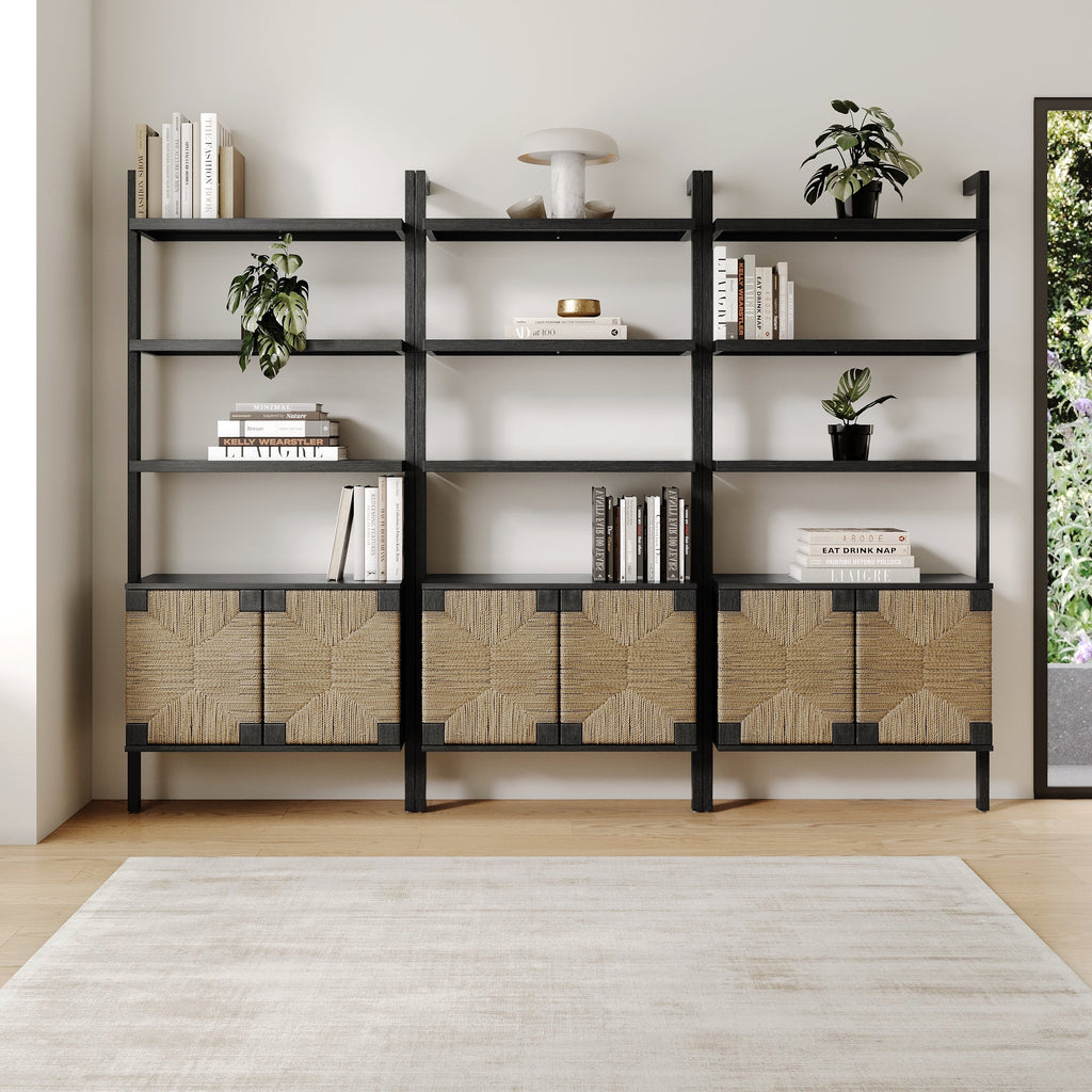 Seagrass Wall Bookshelves with Doors
