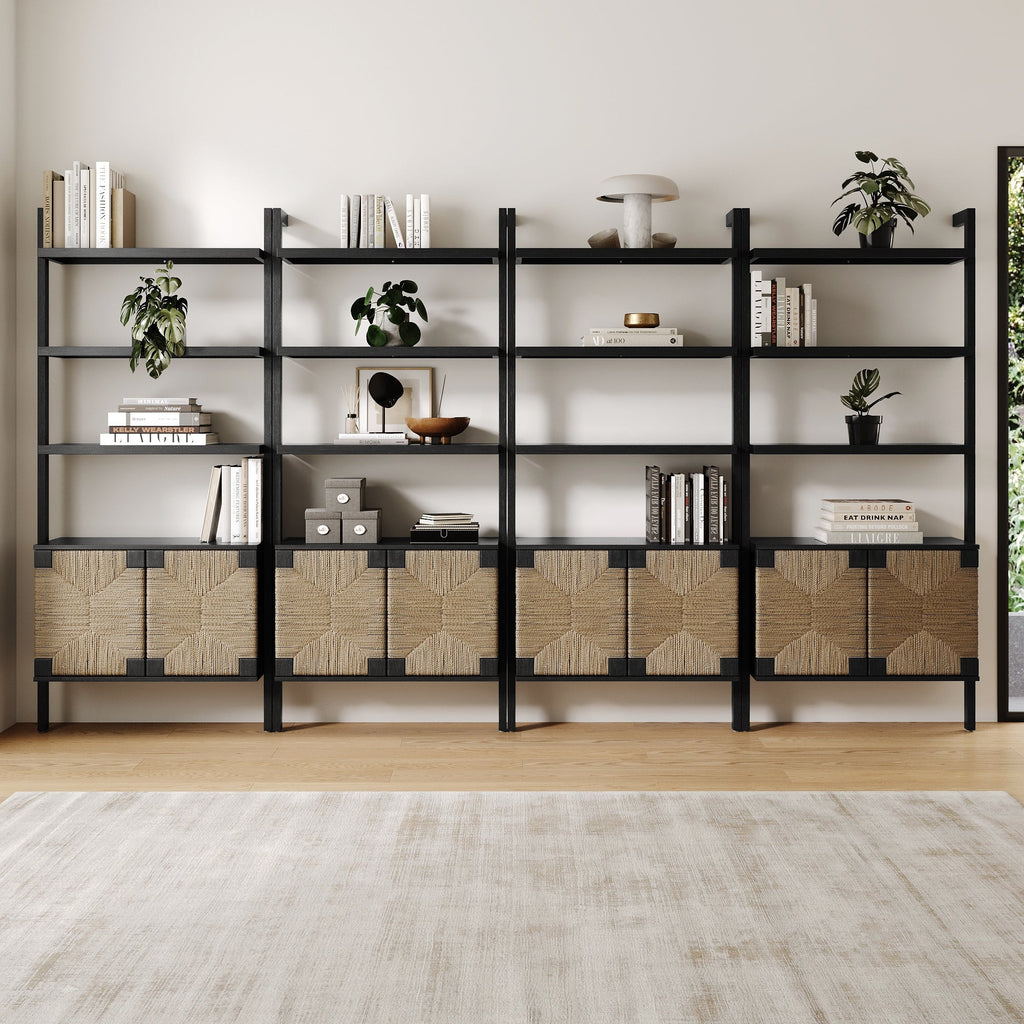 Seagrass Wall Bookshelves with Doors