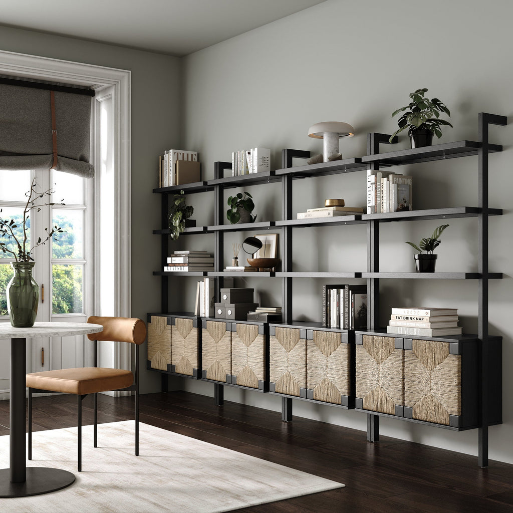 Seagrass Wall Bookshelves with Doors