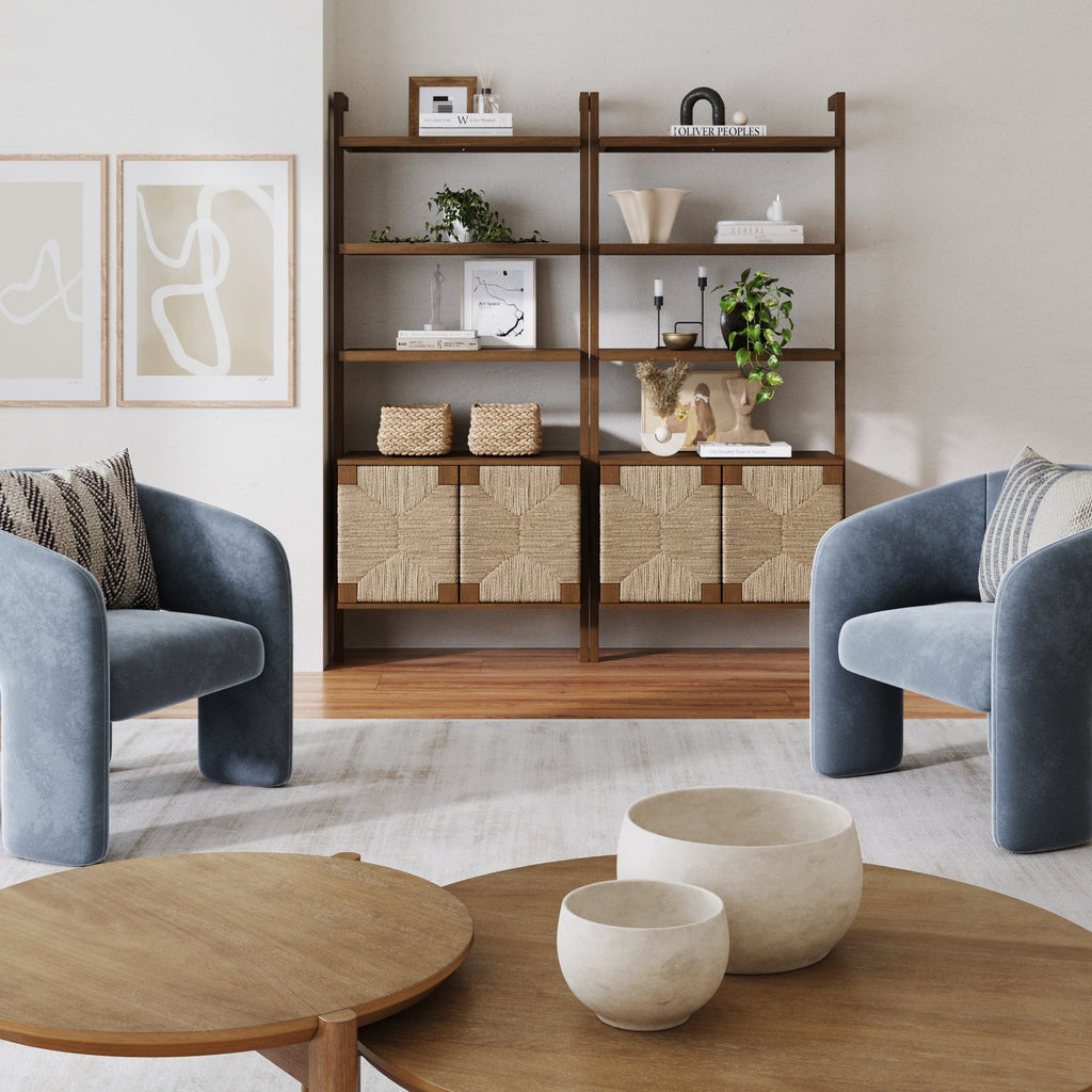 Seagrass Wall Bookshelves with Doors
