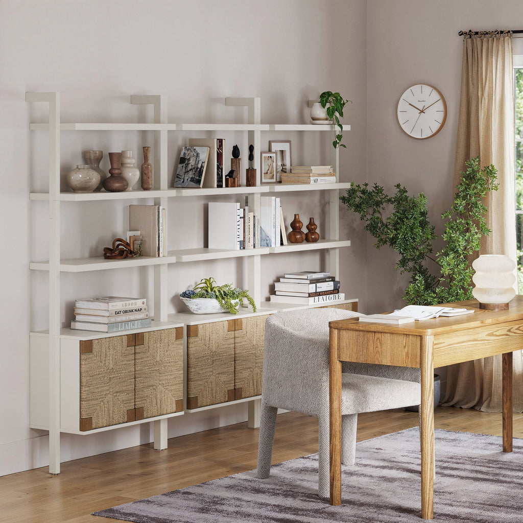 Seagrass Wall Bookshelves with Doors