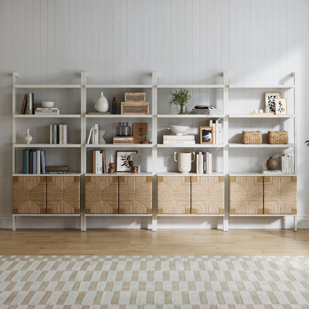 Seagrass Wall Bookshelves with Doors