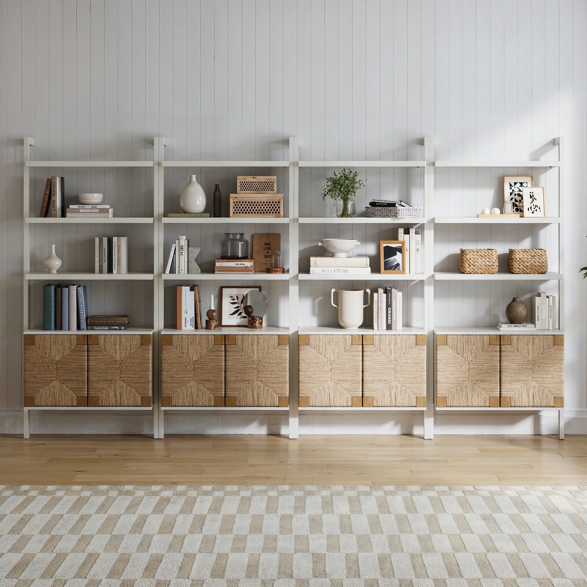 Seagrass Wall Bookshelves with Doors