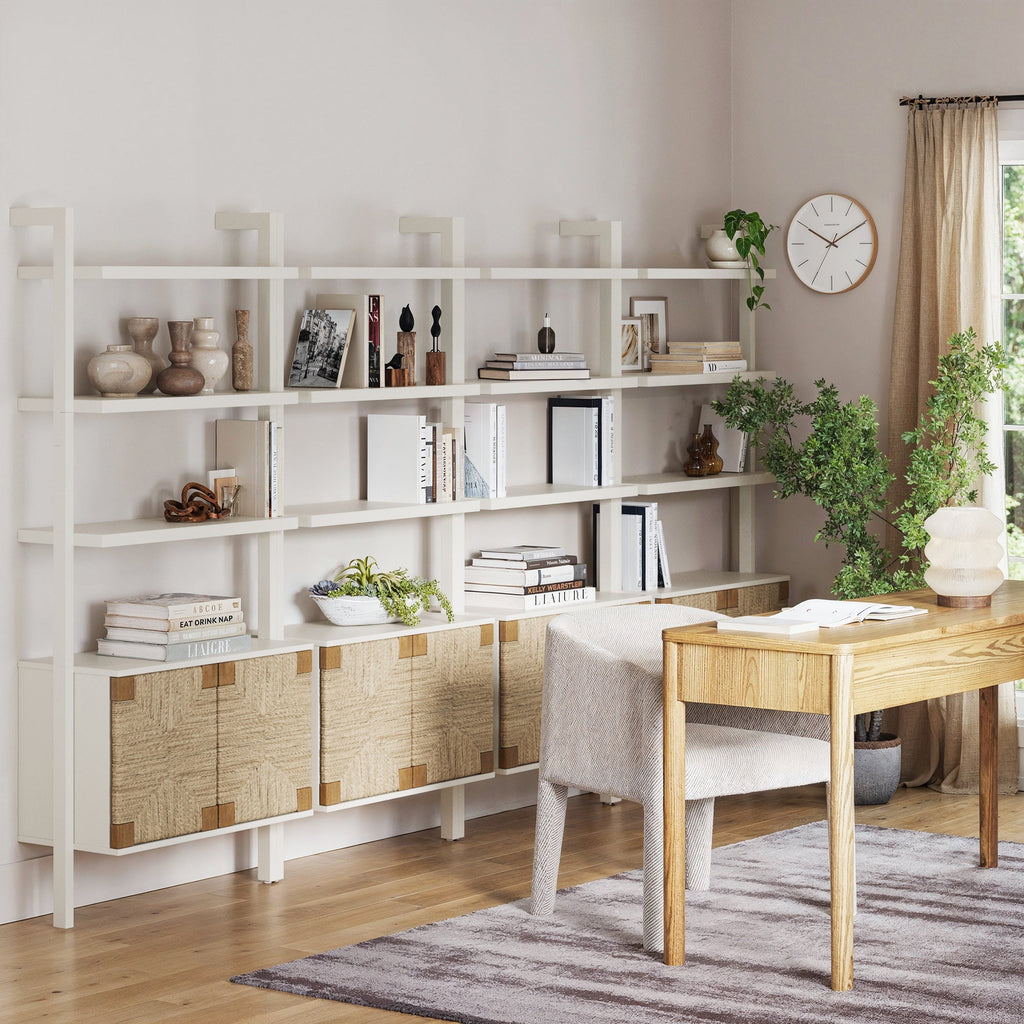 Seagrass Wall Bookshelves with Doors