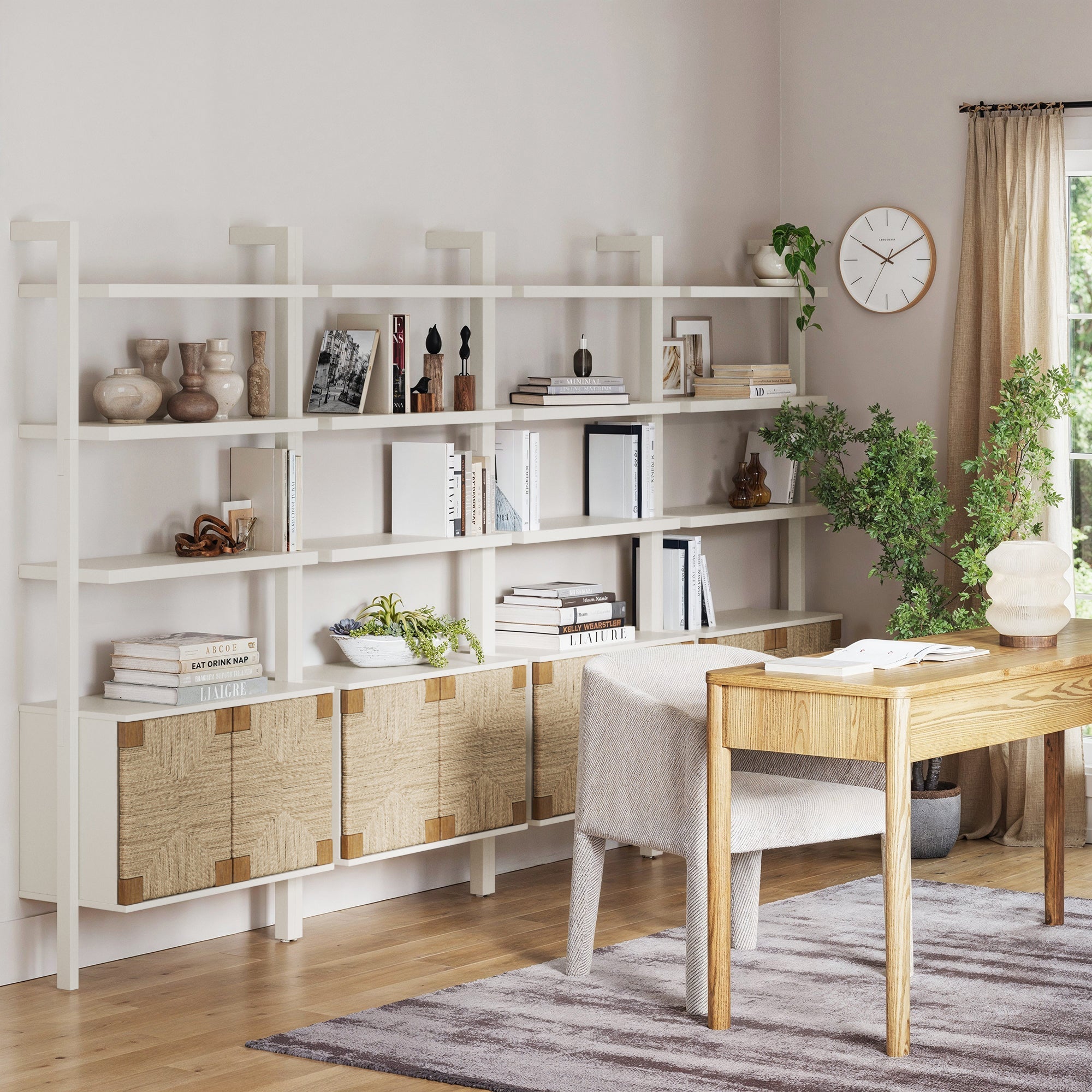 Seagrass Wall Bookshelves with Doors