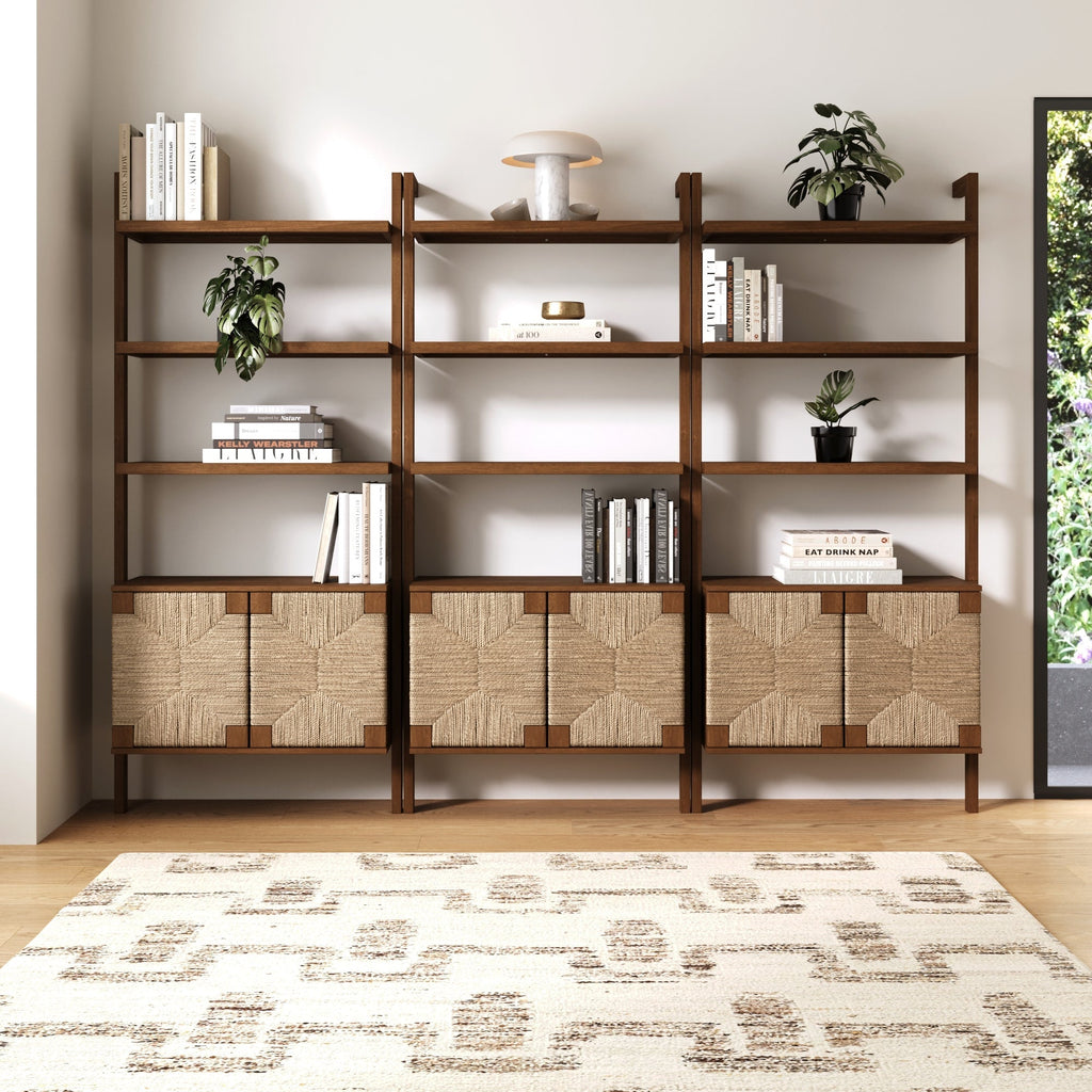 Seagrass Wall Bookshelves with Doors