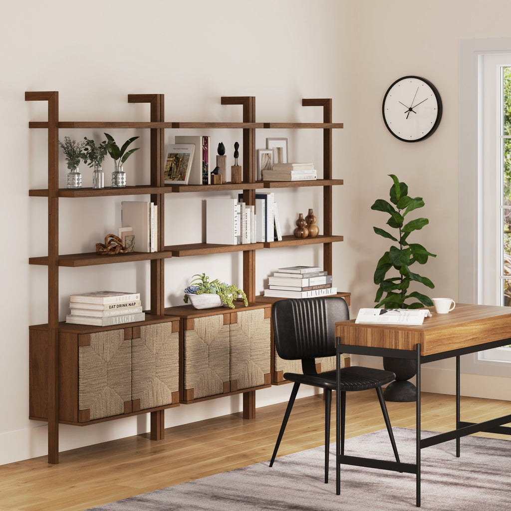 Seagrass Wall Bookshelves with Doors