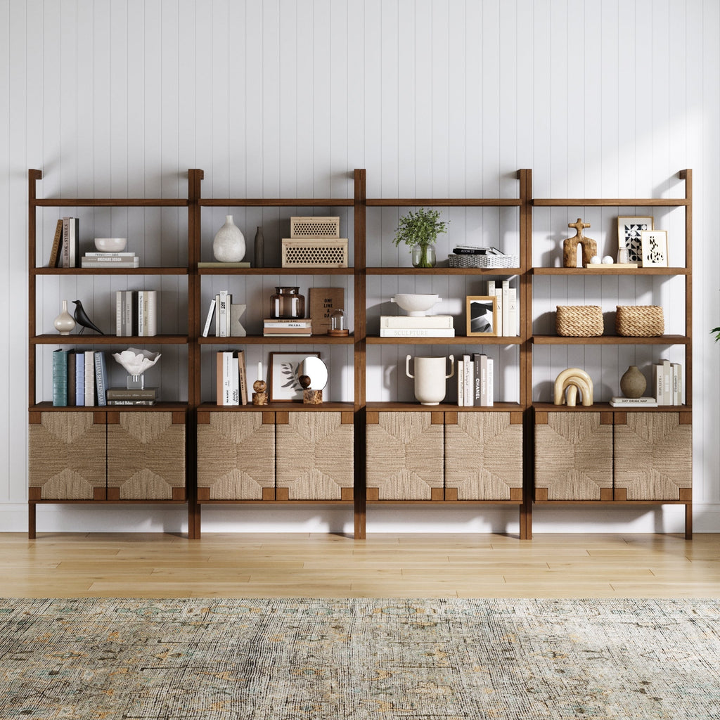 Seagrass Wall Bookshelves with Doors