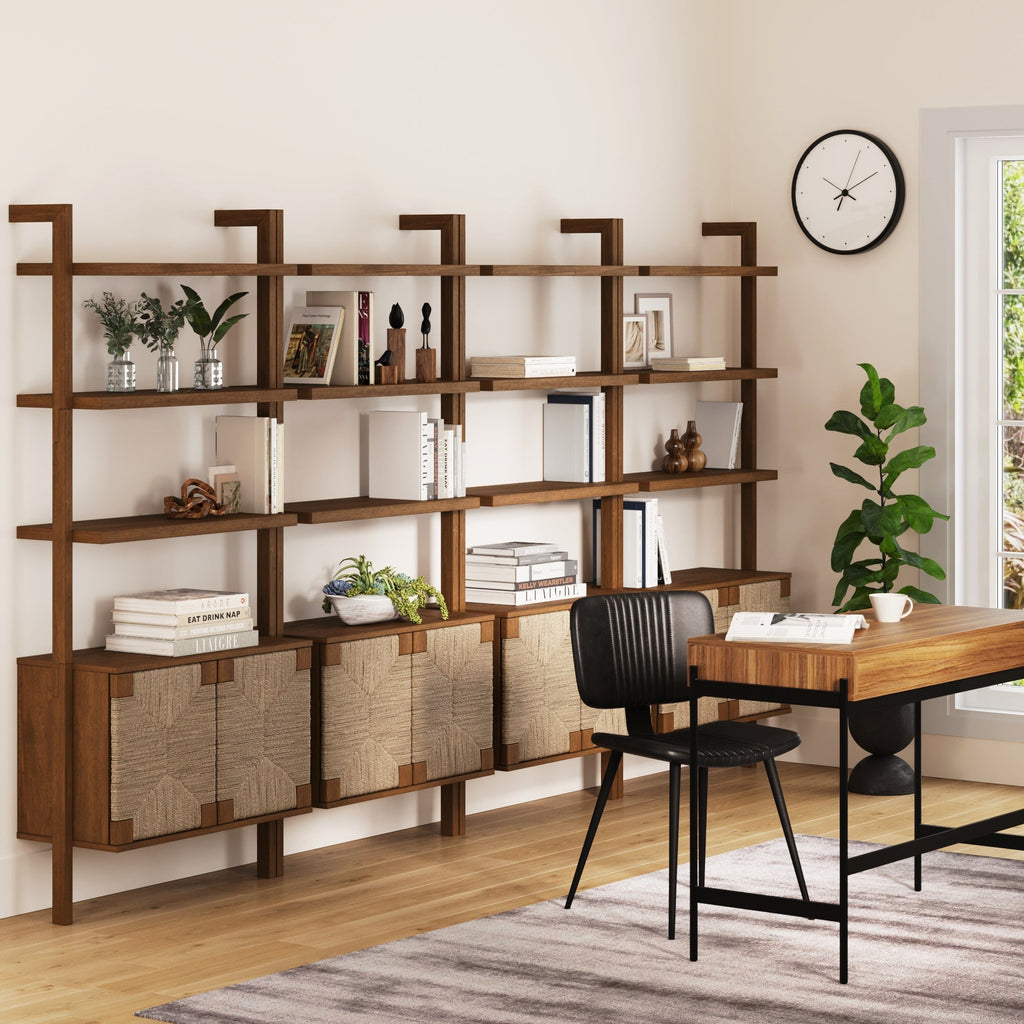 Seagrass Wall Bookshelves with Doors