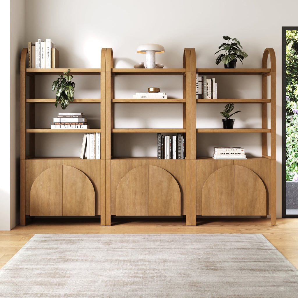Mid-Century Arched Bookshelves with Doors