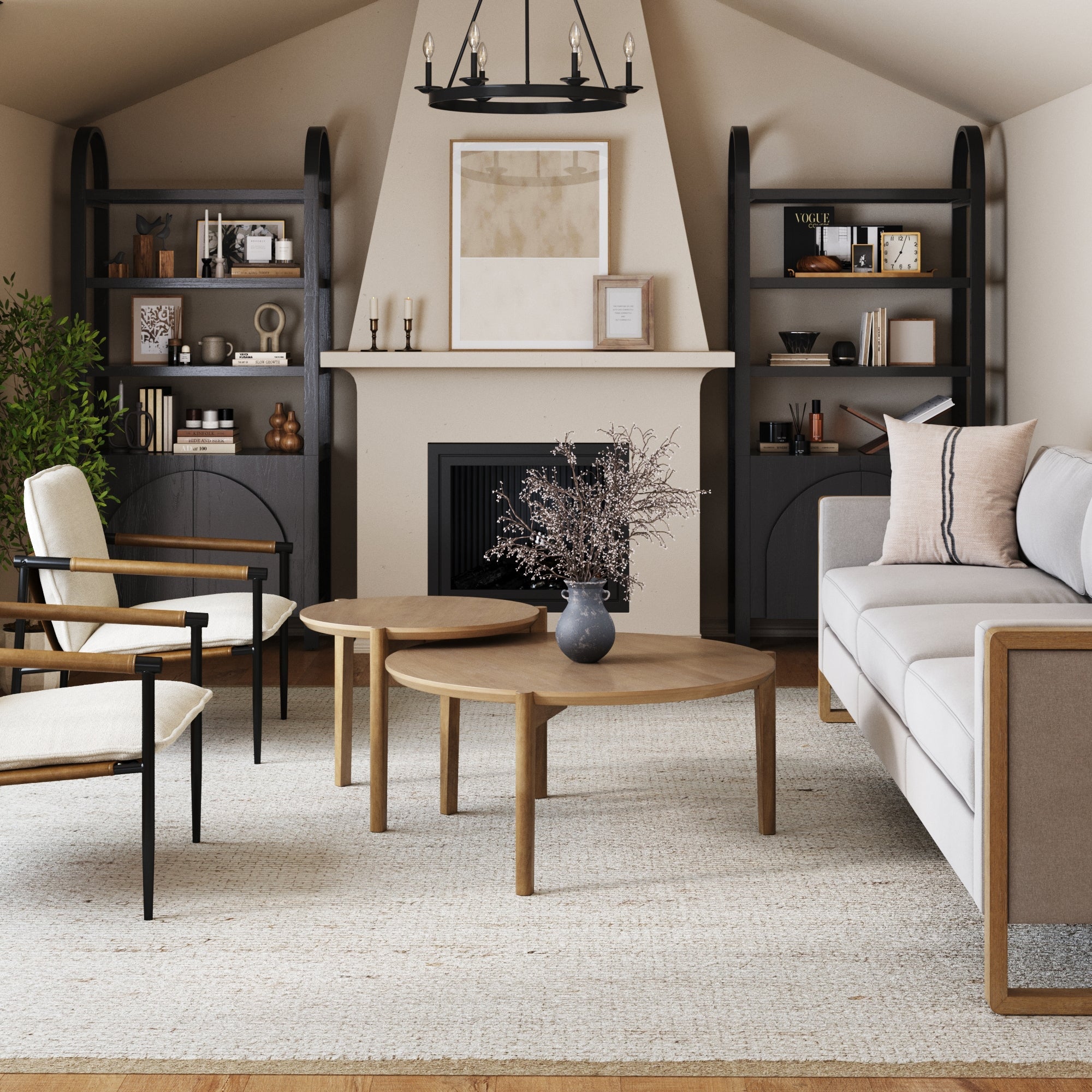 Mid-Century Arched Bookshelves with Doors