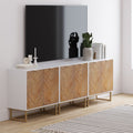 Wood Herringbone TV Console for TVs up to 75" Natural