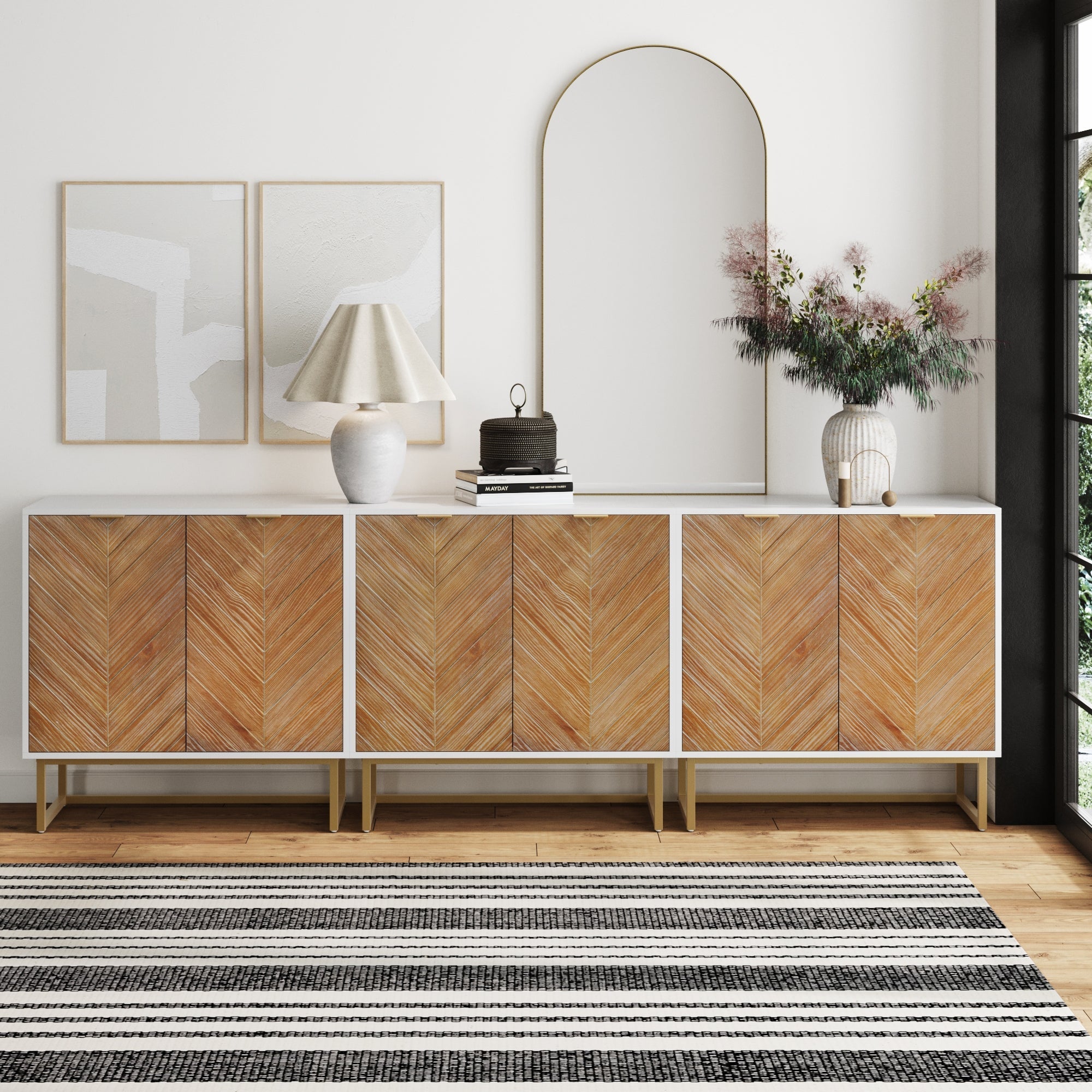 Herringbone Storage Cabinet Credenza