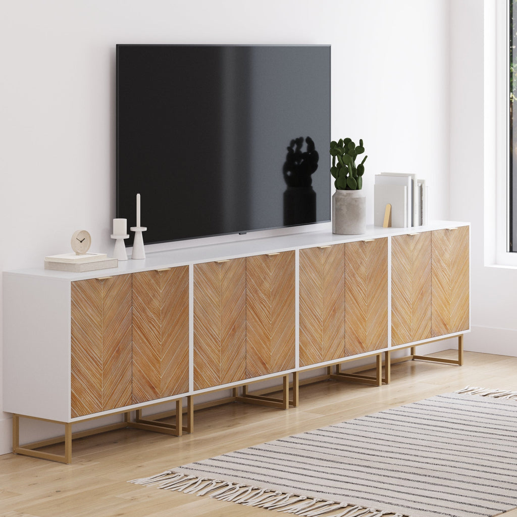 Large Herringbone Kitchen Storage Credenza