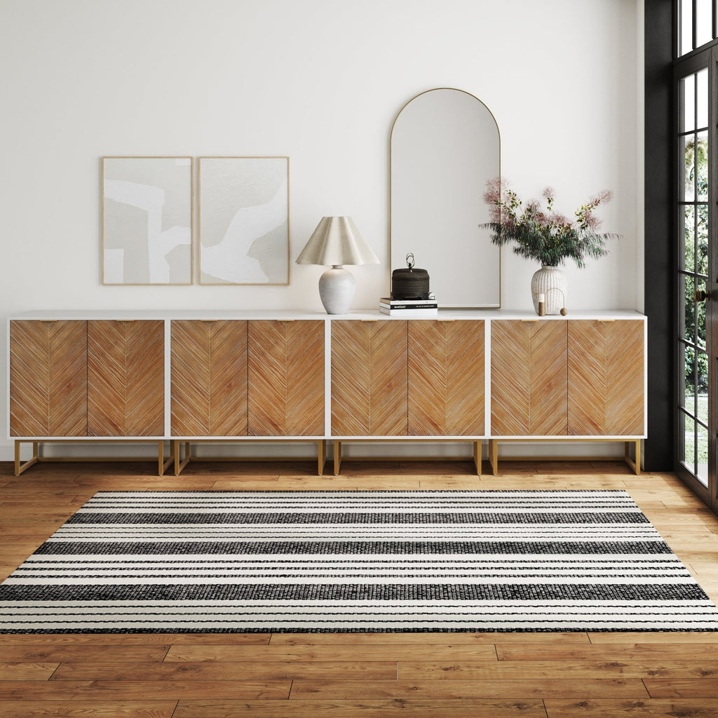 Wood Herringbone TV Console for TVs up to 100" Natural
