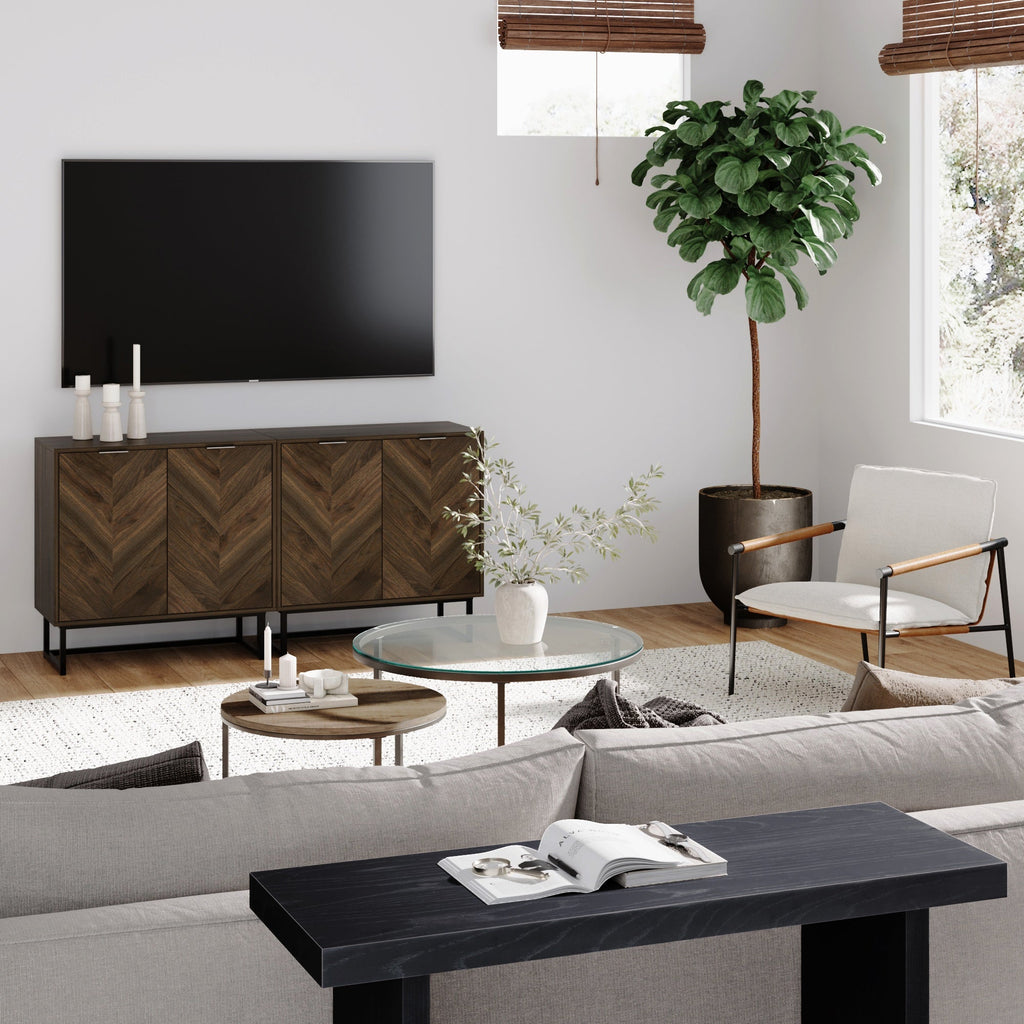 Wood Herringbone TV Console for TVs up to 65"