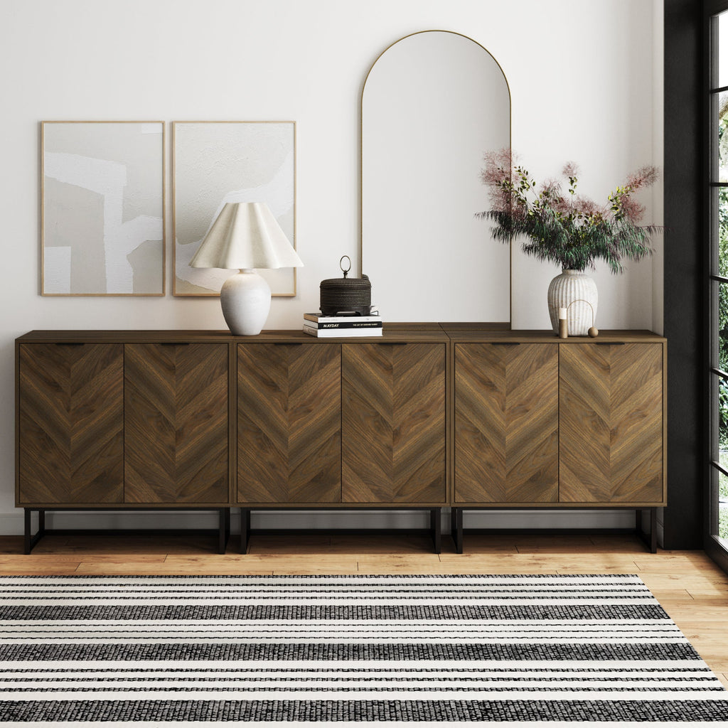 Wood Herringbone TV Console for TVs up to 75"