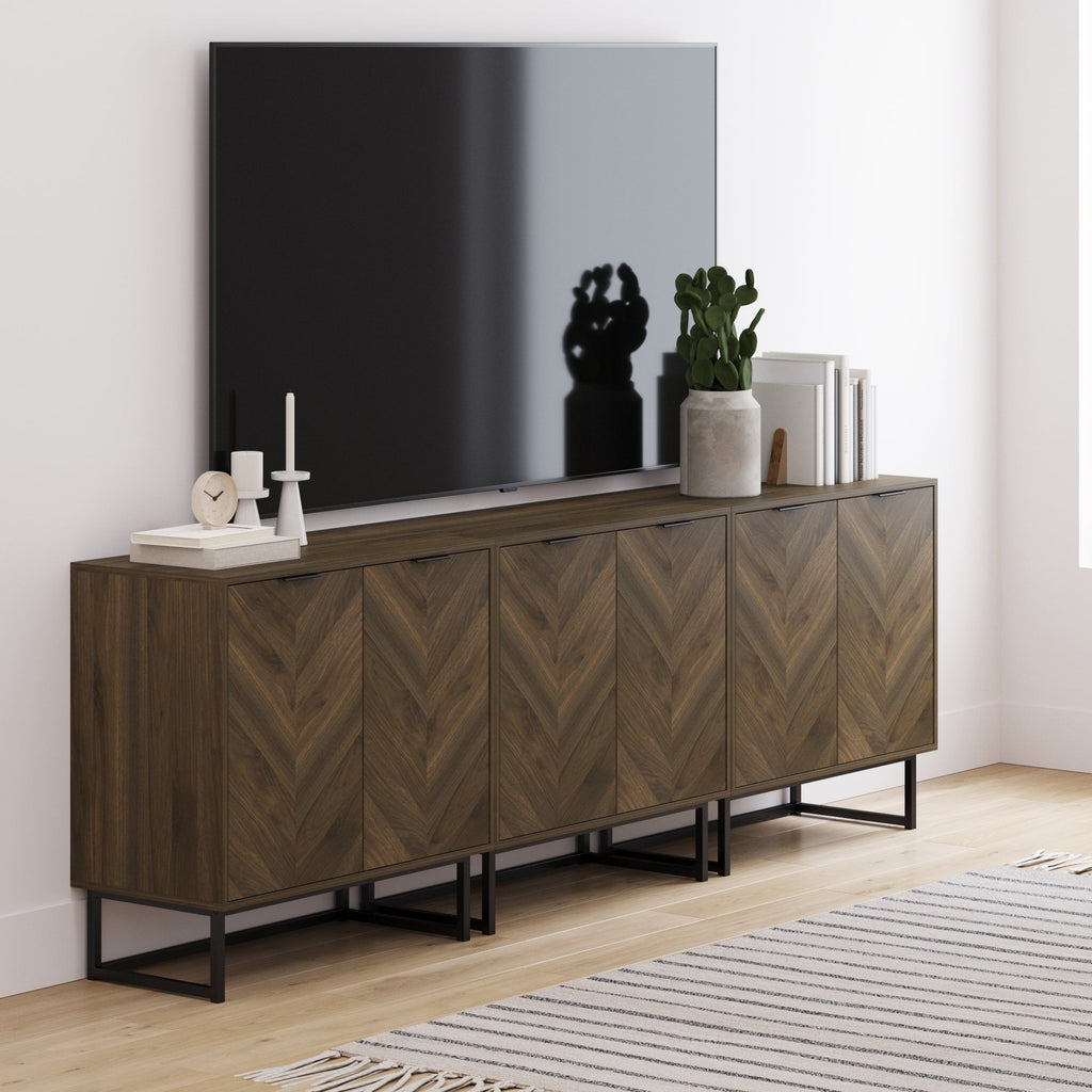 Wood Herringbone TV Console for TVs up to 75"