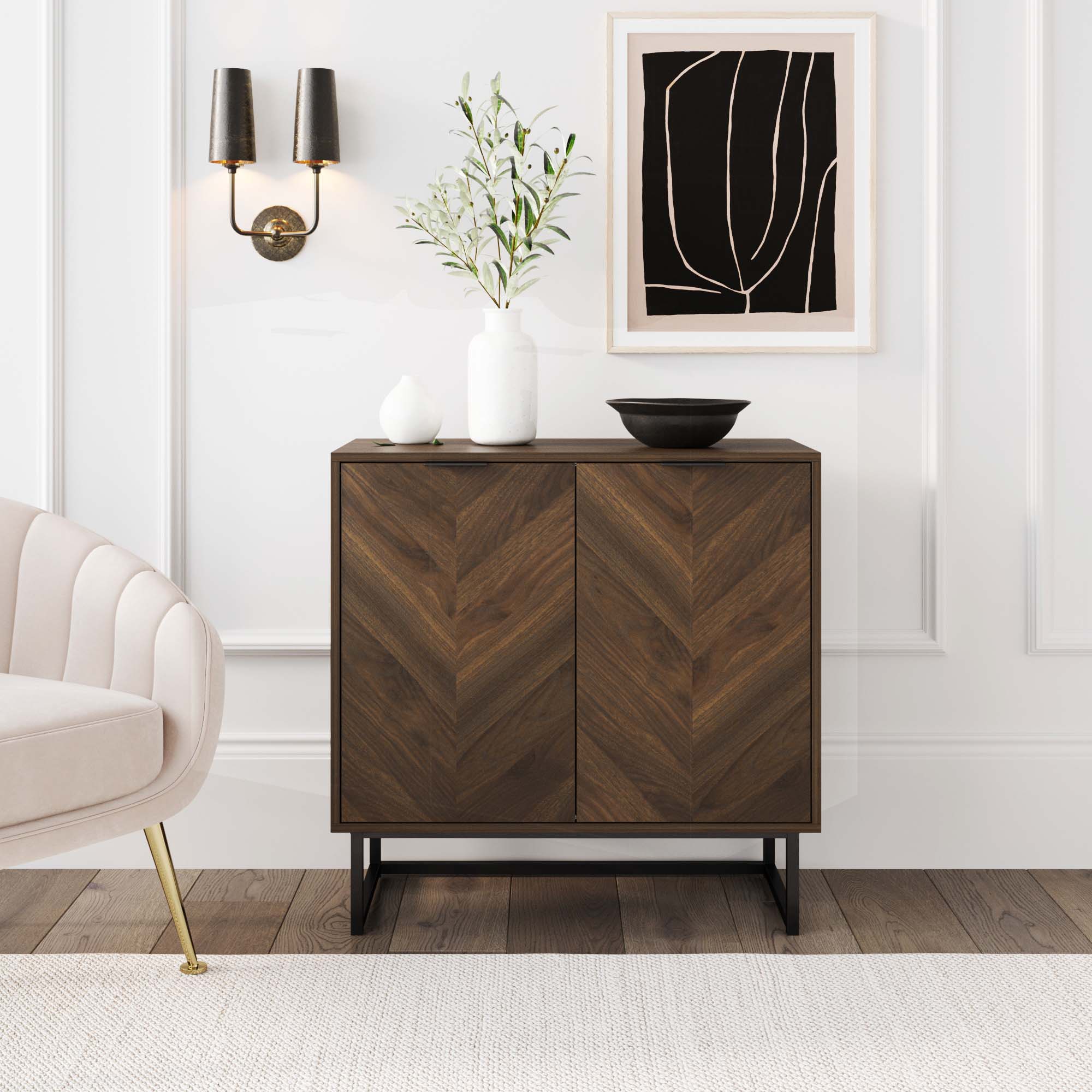 Wood 2-Door Storage Cabinet