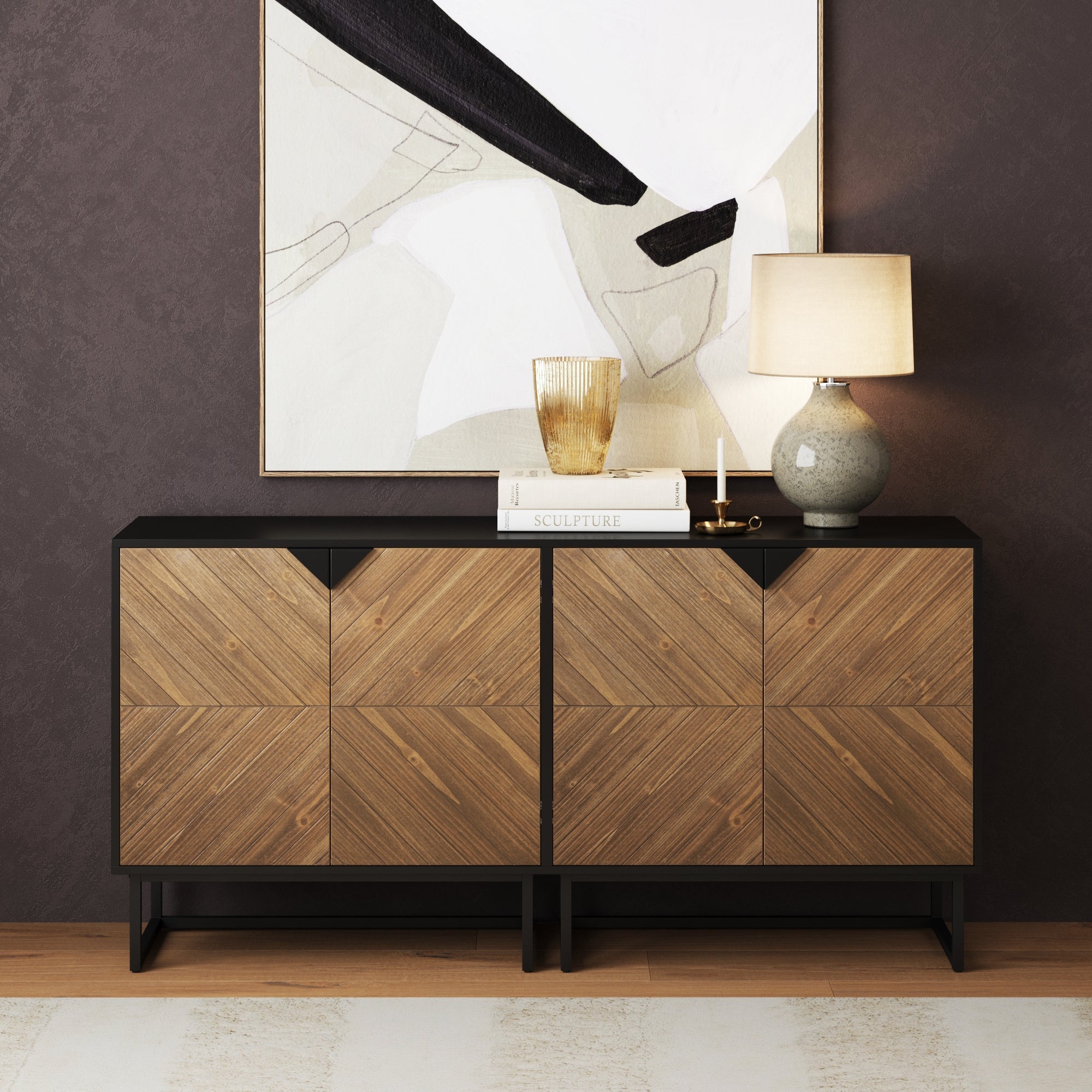 Brushed Fir Kitchen Cabinet Credenza