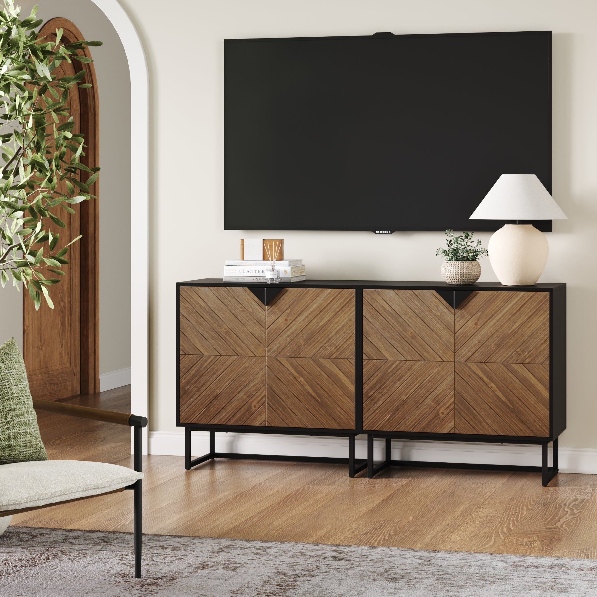 Brushed Fir Kitchen Cabinet Credenza