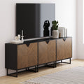 Wood 2-Door TV Console for TVs up to 75" Brushed