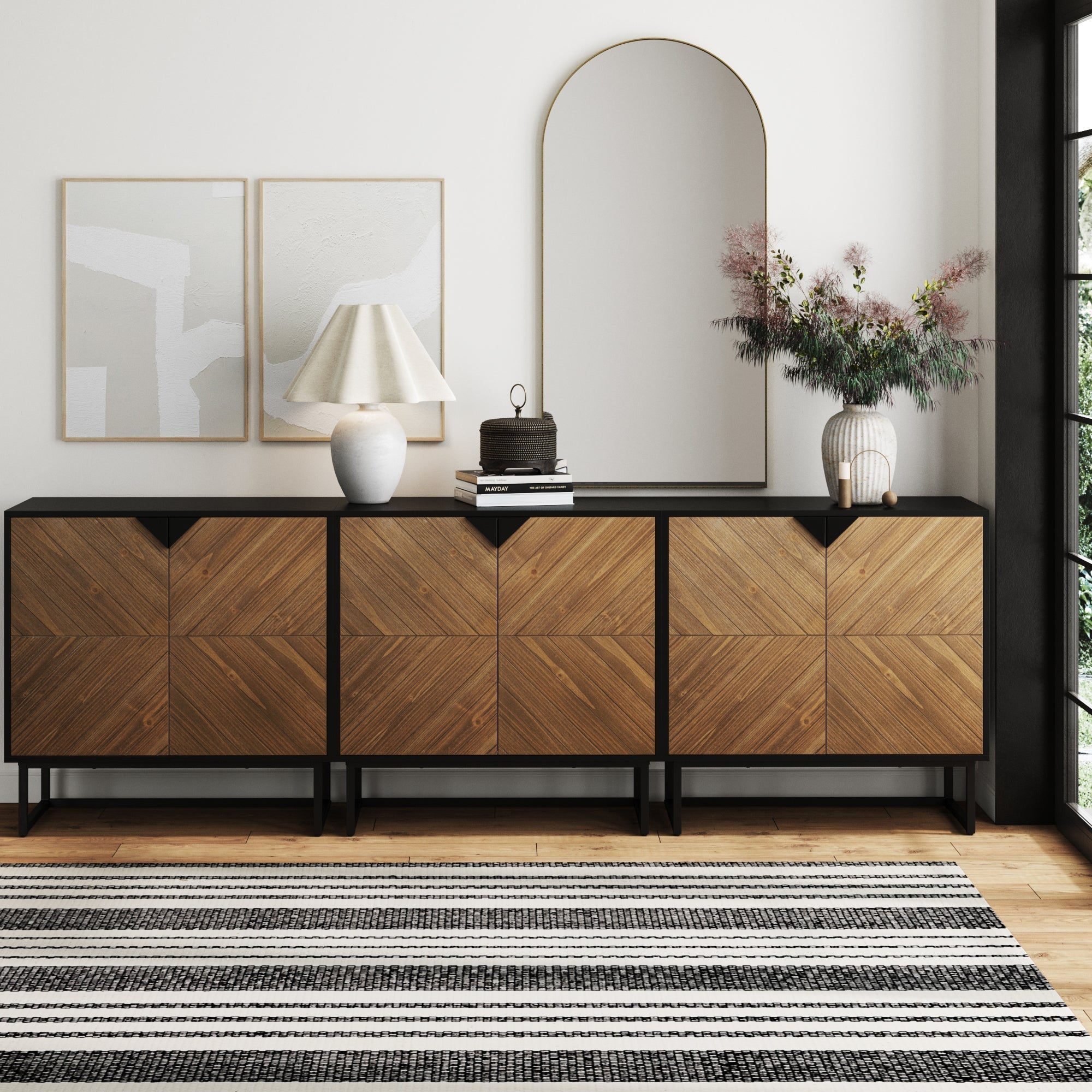 Brushed Fir Kitchen Cabinet Credenza