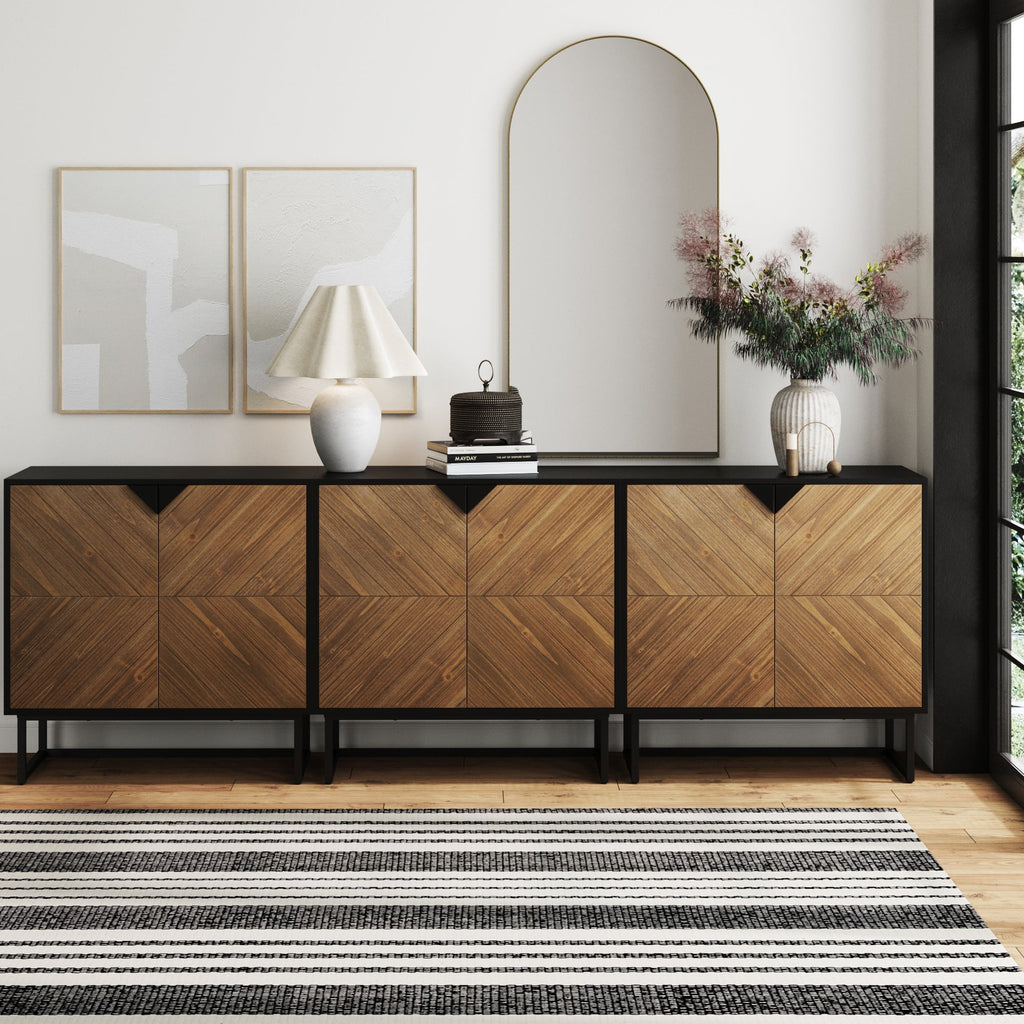 Wood 2-Door TV Console for TVs up to 75" Brushed