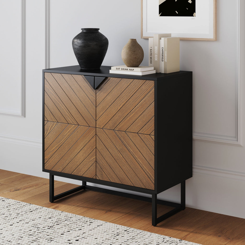 Wood 2-Door Storage Cabinet Brushed