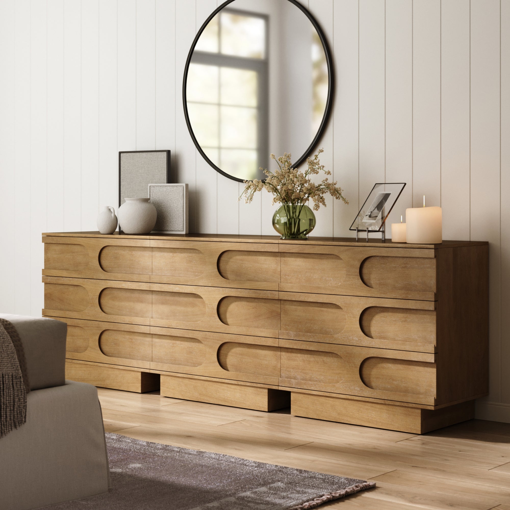 Mid-Century 9-Drawer Extra Large Dresser