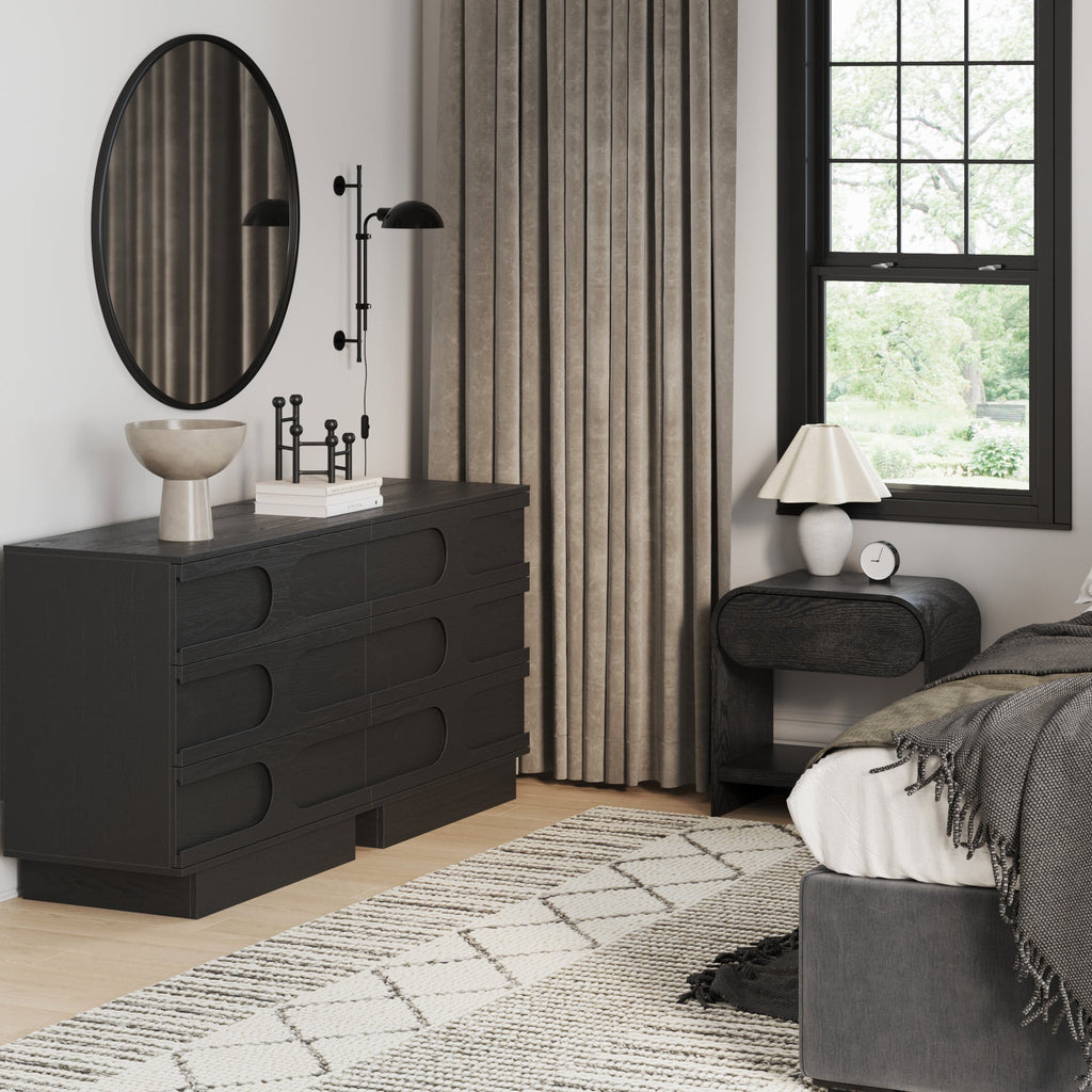 Mid-Century Two Arched Dresser and Nightstand Set