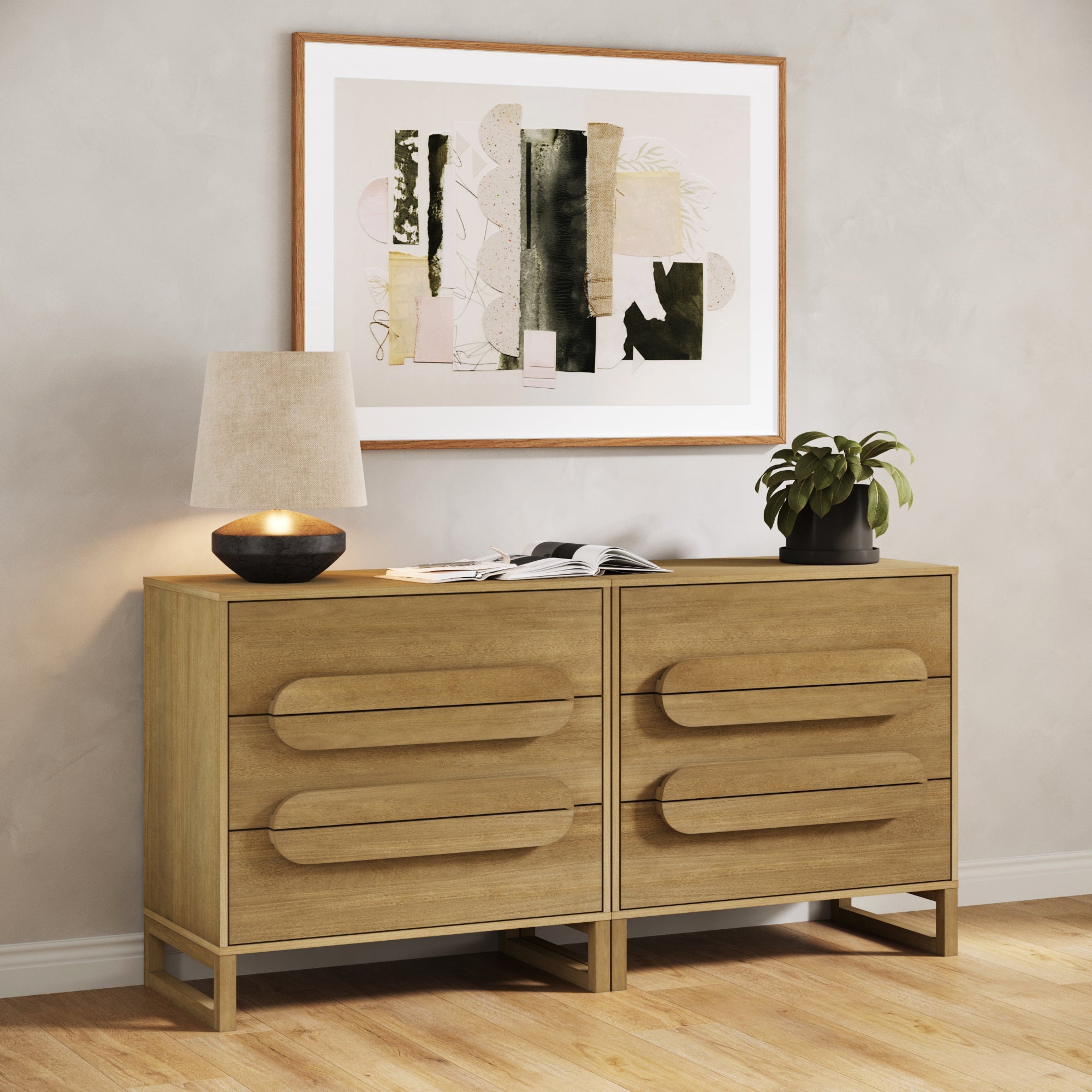Modern Solid Wood 3-Drawer Dresser with Integrated Handles
