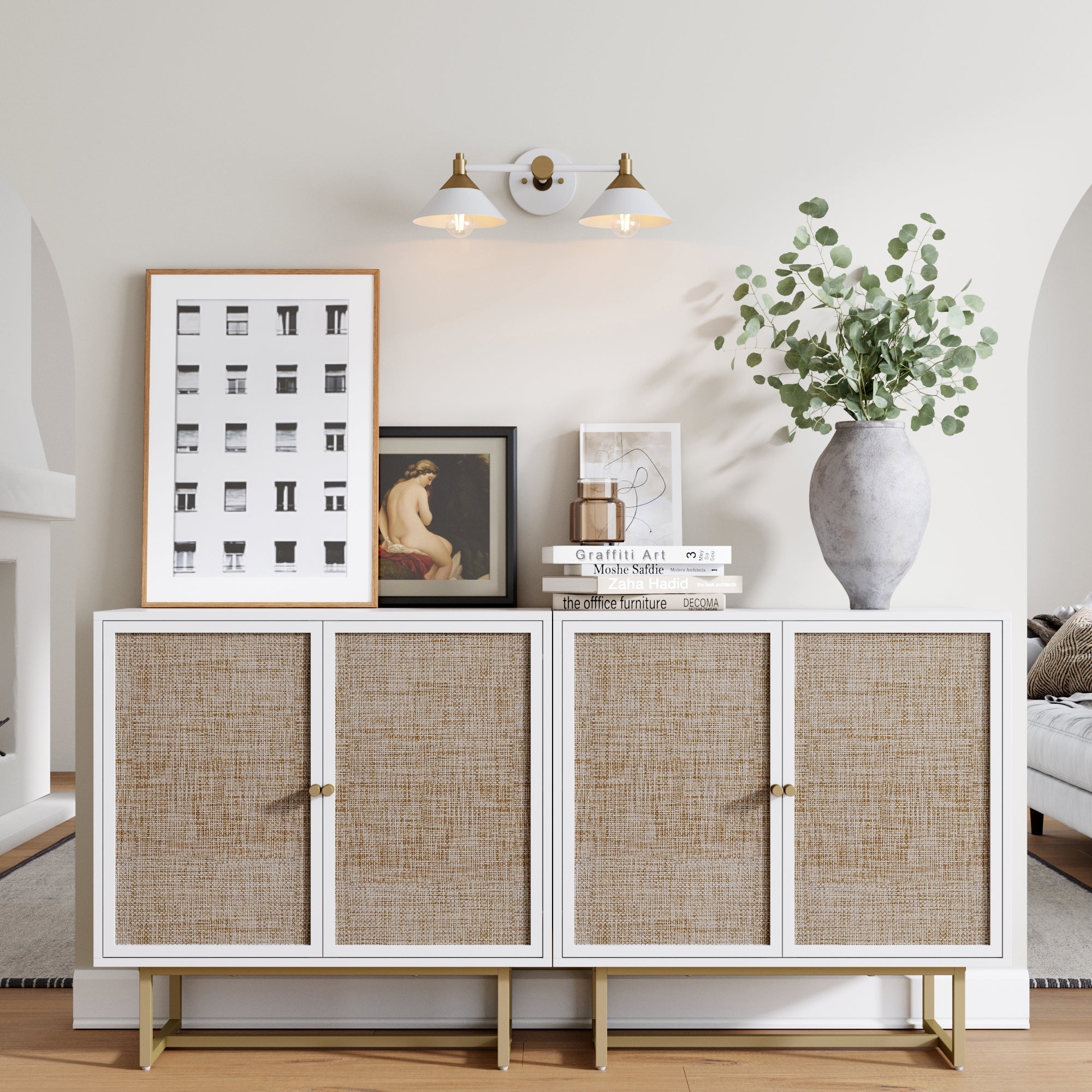 Rattan Storage Cabinet Credenza