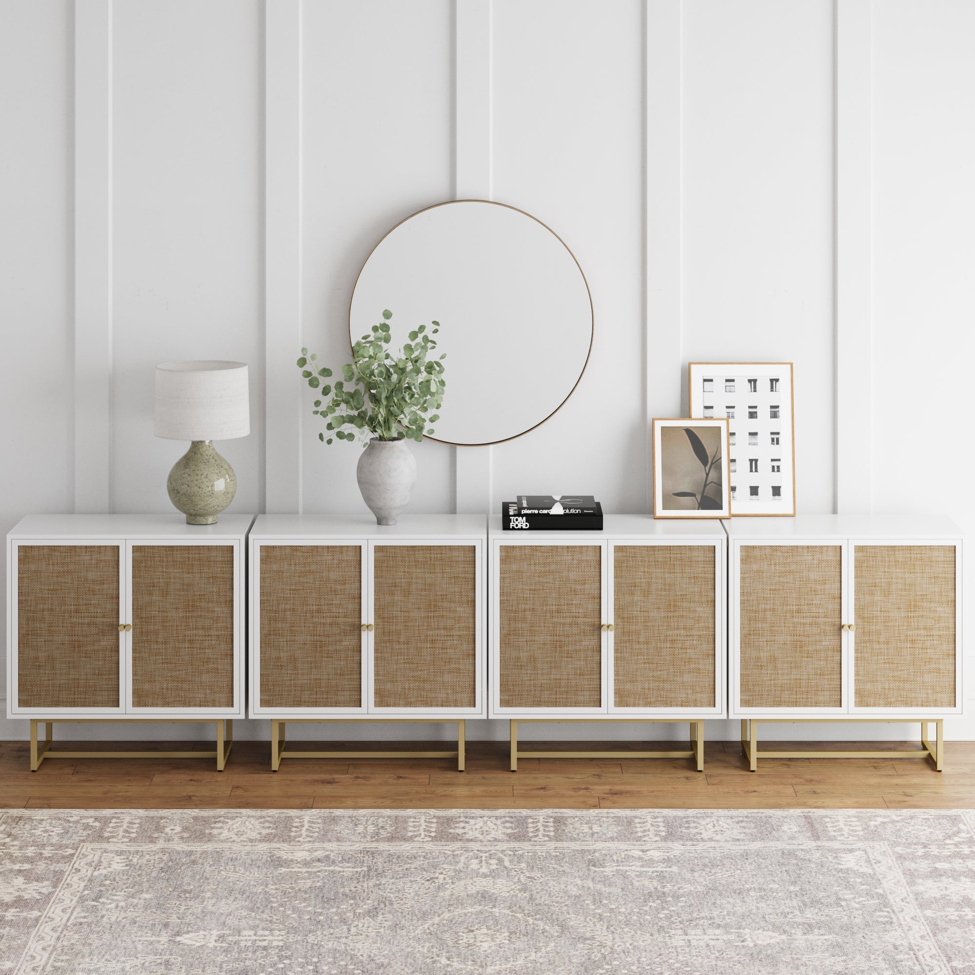 Large Rattan Credenza Console Table