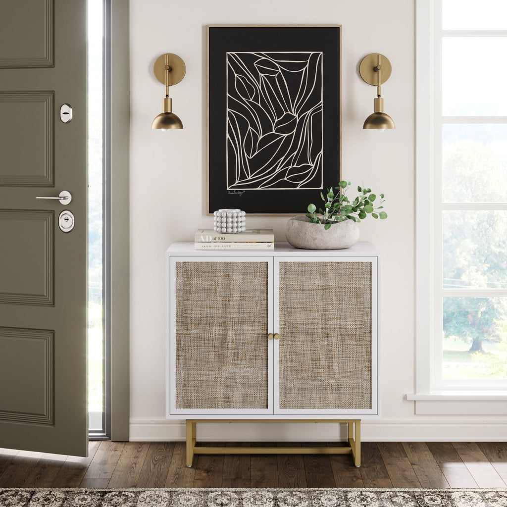 Wood & Rattan Storage Cabinet