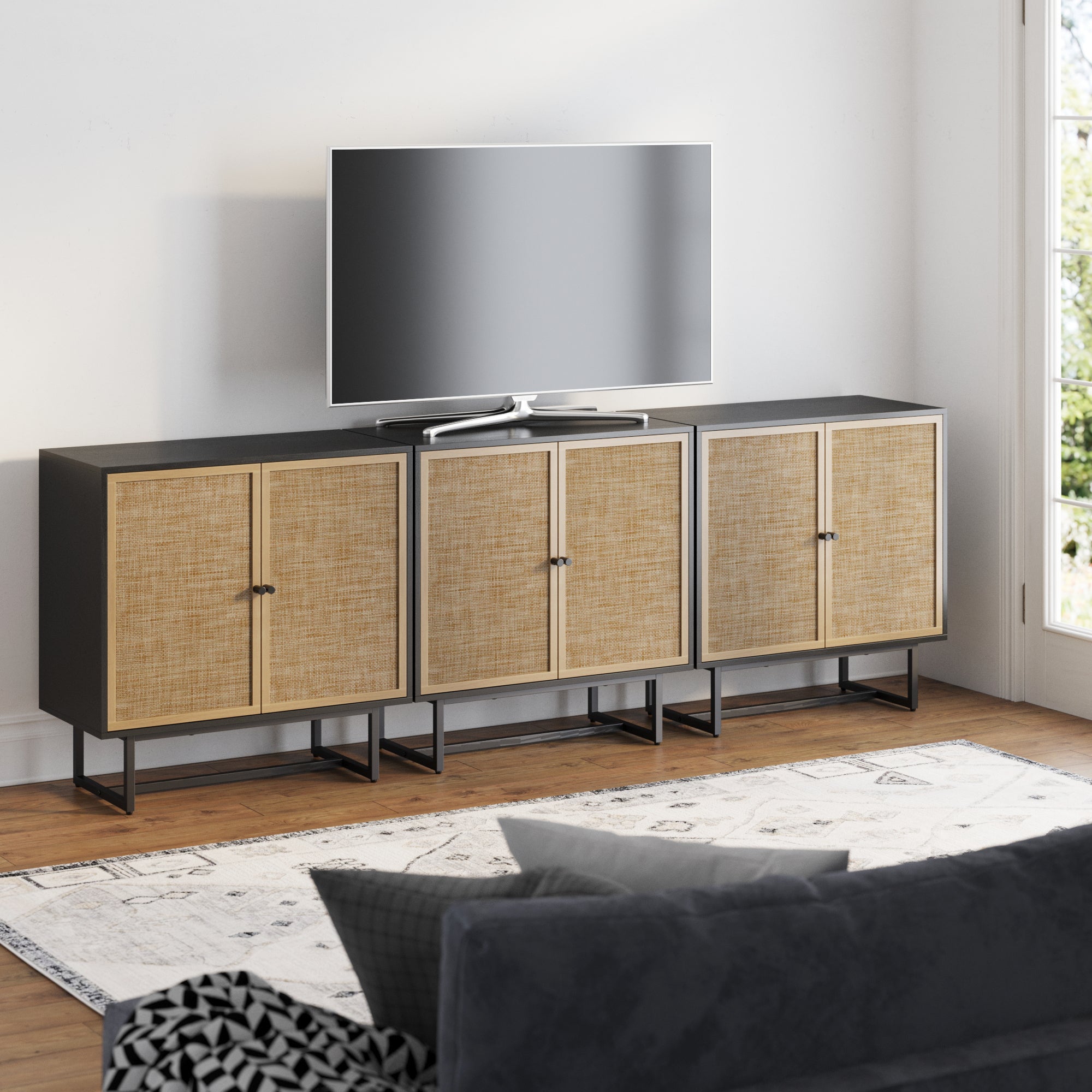 Rattan Storage Cabinet Credenza