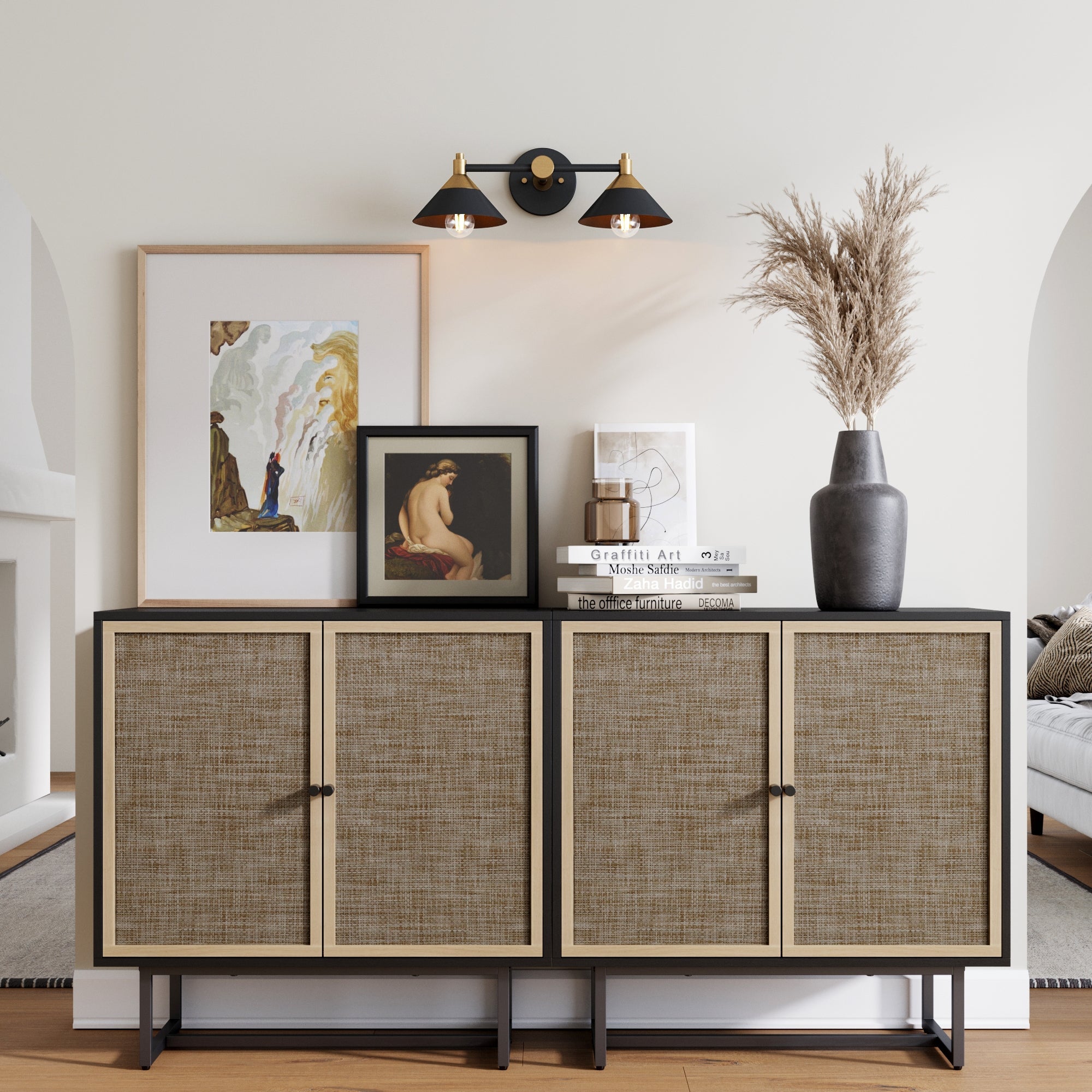 Rattan Storage Cabinet Credenza