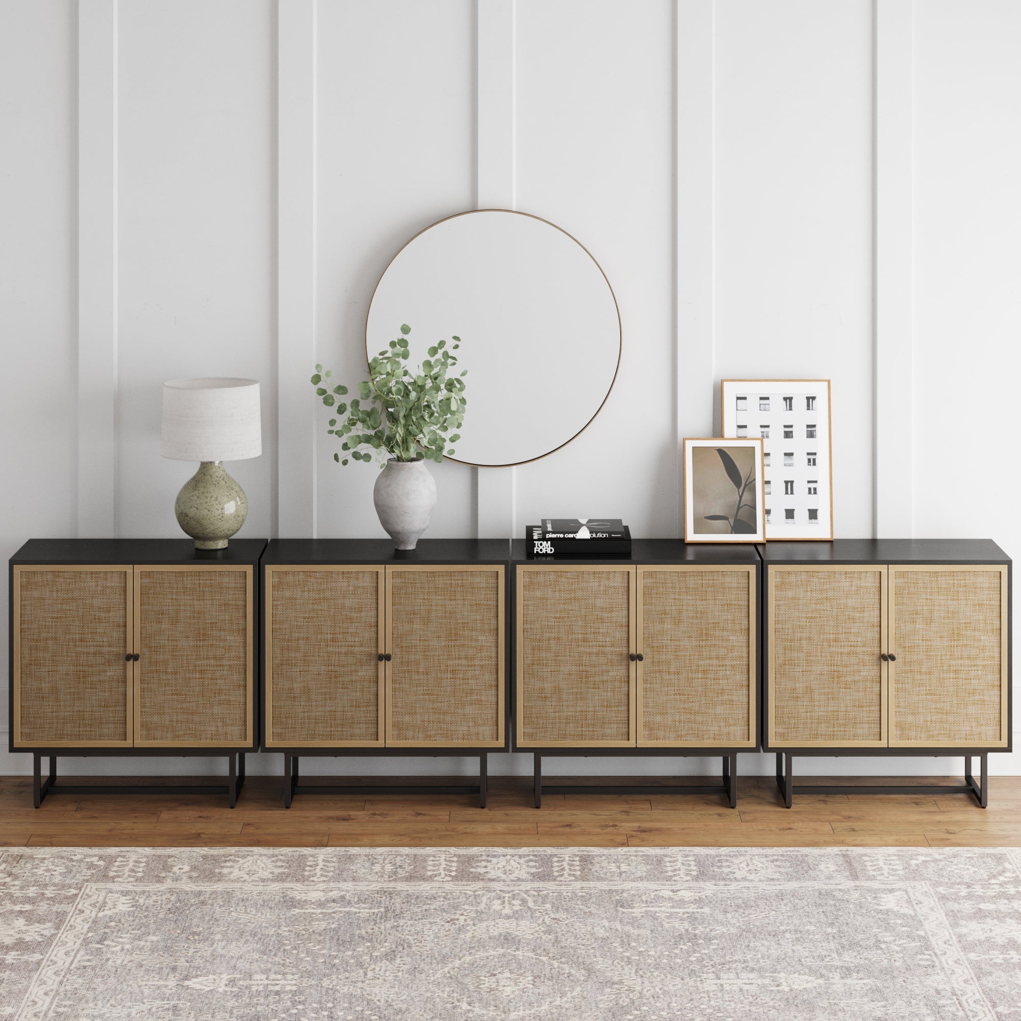 Large Rattan Credenza Console Table