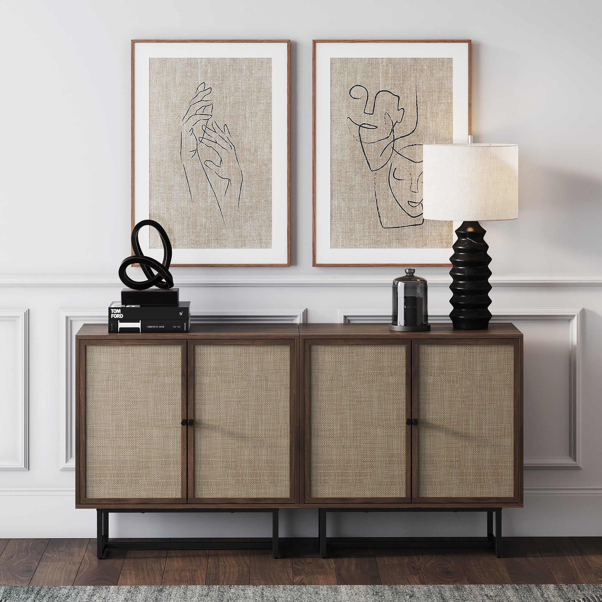 Rattan Storage Cabinet Credenza