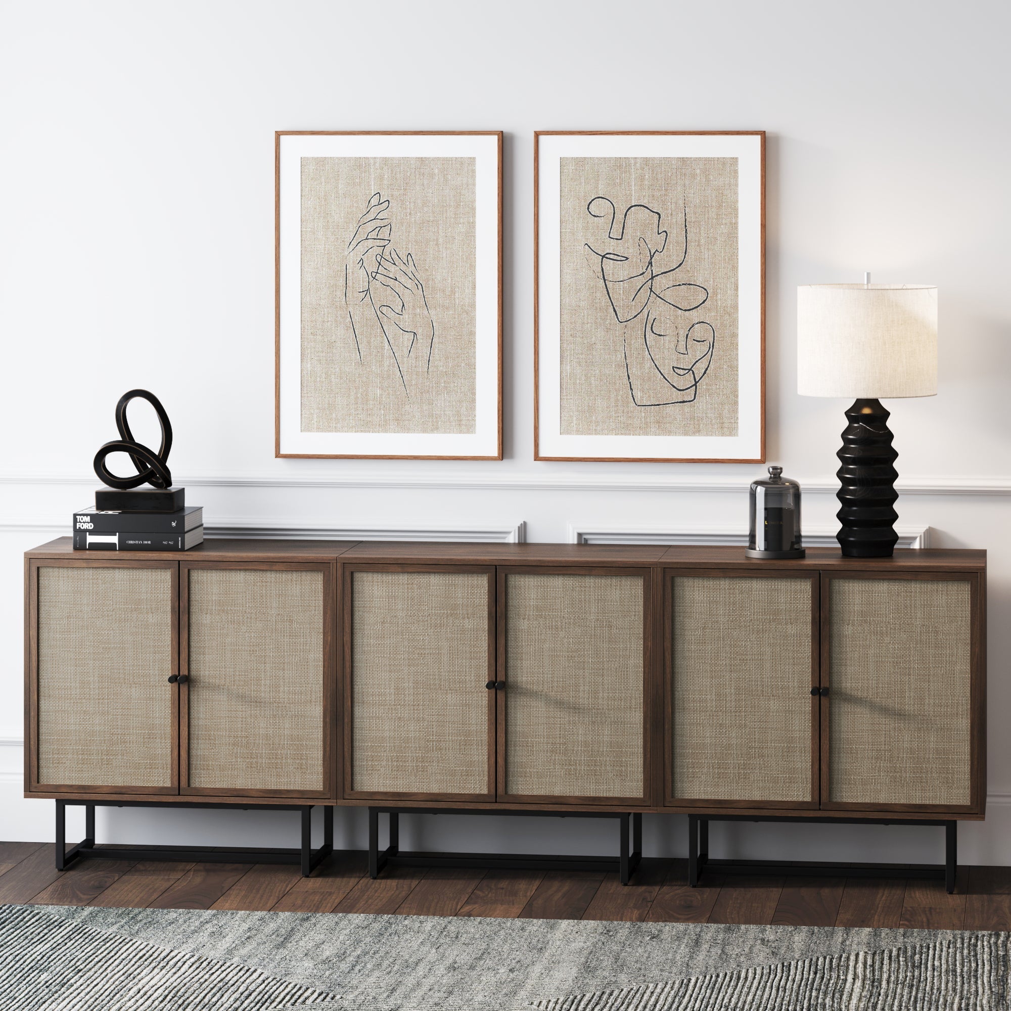 Rattan Storage Cabinet Credenza
