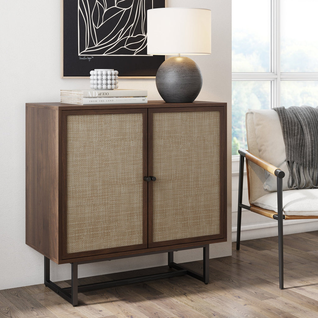 Wood & Rattan Storage Cabinet