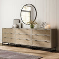 Rattan, Wood & Metal 3-Drawer Large Dresser
