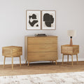 Wood Bedroom Set with Dresser and 2 Nightstand Light