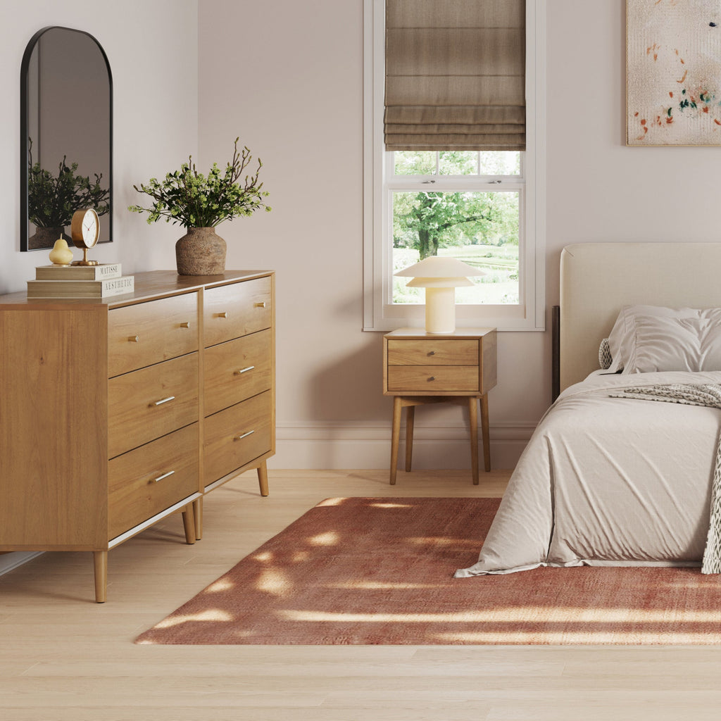 Wood Bedroom Set with Dresser and 2 Nightstand Light