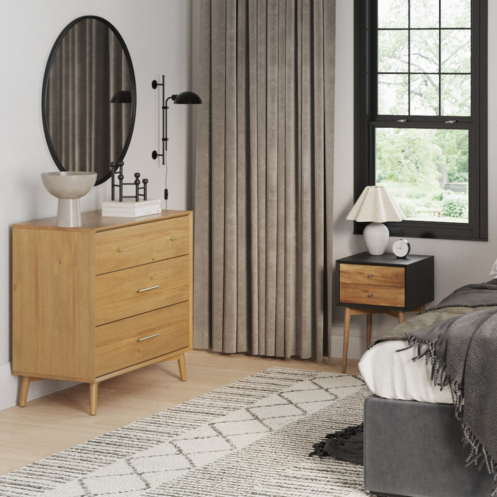 Wooden Dresser and 2 Nightstand Set Light