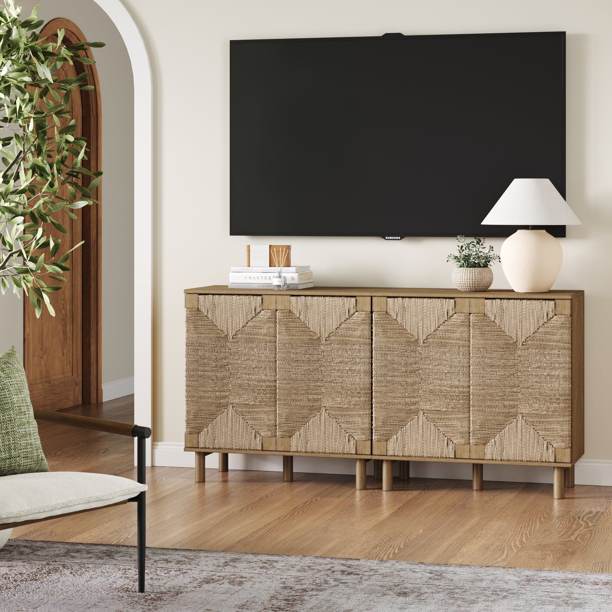 Seagrass Storage Cabinet Credenza