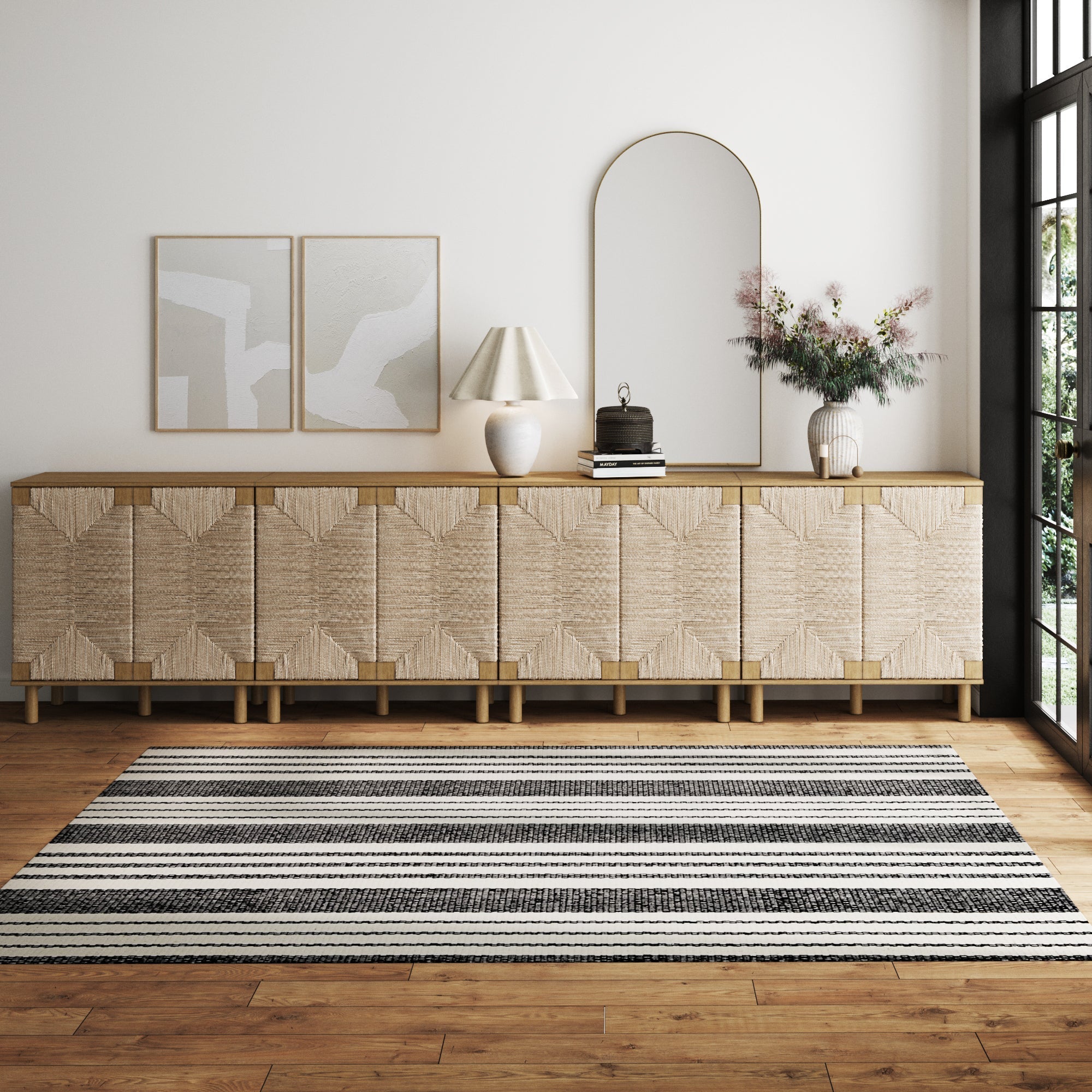 Large Seagrass Storage Cabinet Credenza